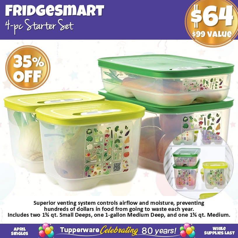 Keep food fresh with Tupperware®! 🥕💚 New? Save $15 on $35 or