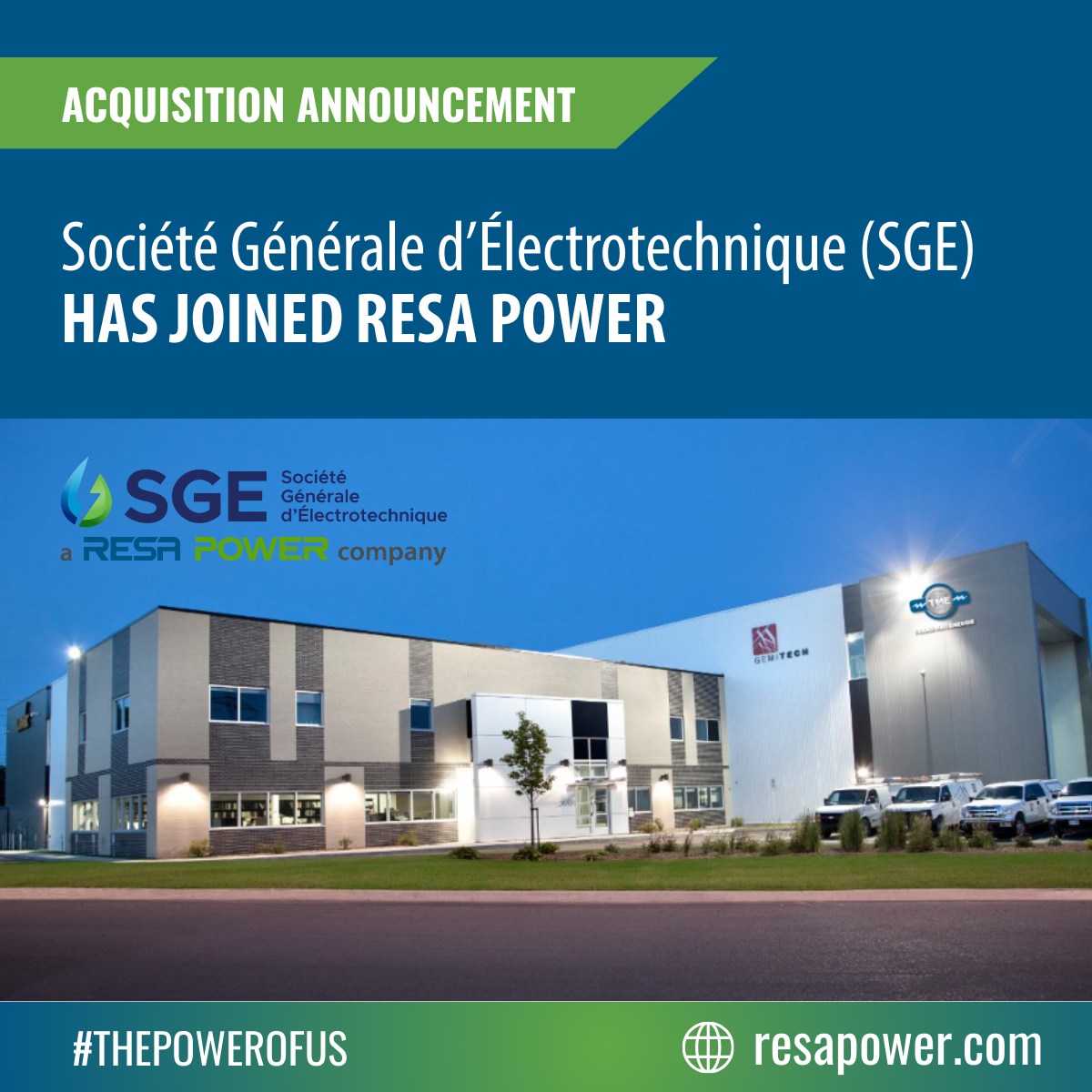 RESA - Acquisition Announcement from RESA Power We’re expanding our ...