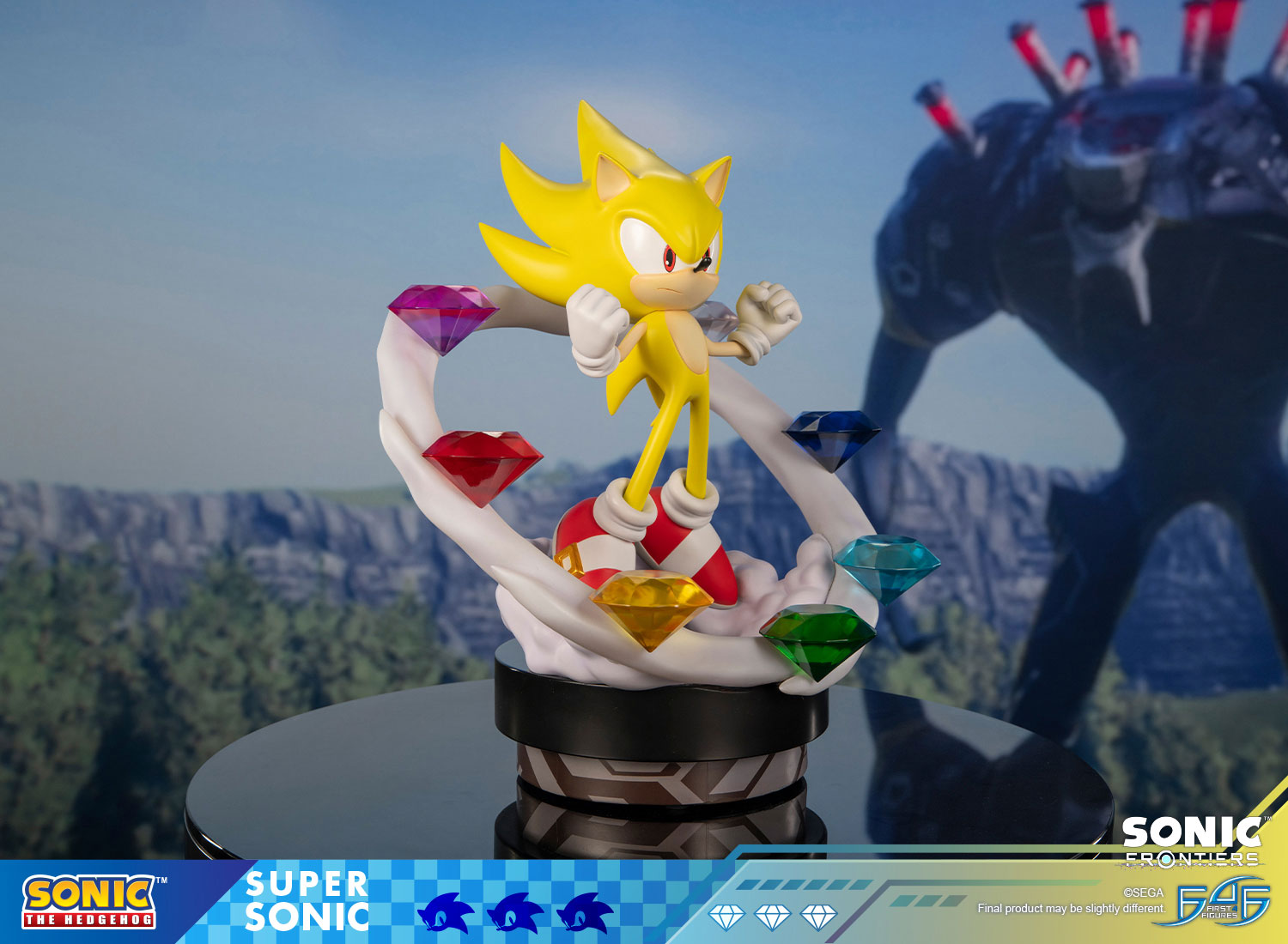 First4Figures Statue Sonic Et Tails – Résine Collectionneur, Base Jungle Brûlée, Expressions En Colère, édition Standard