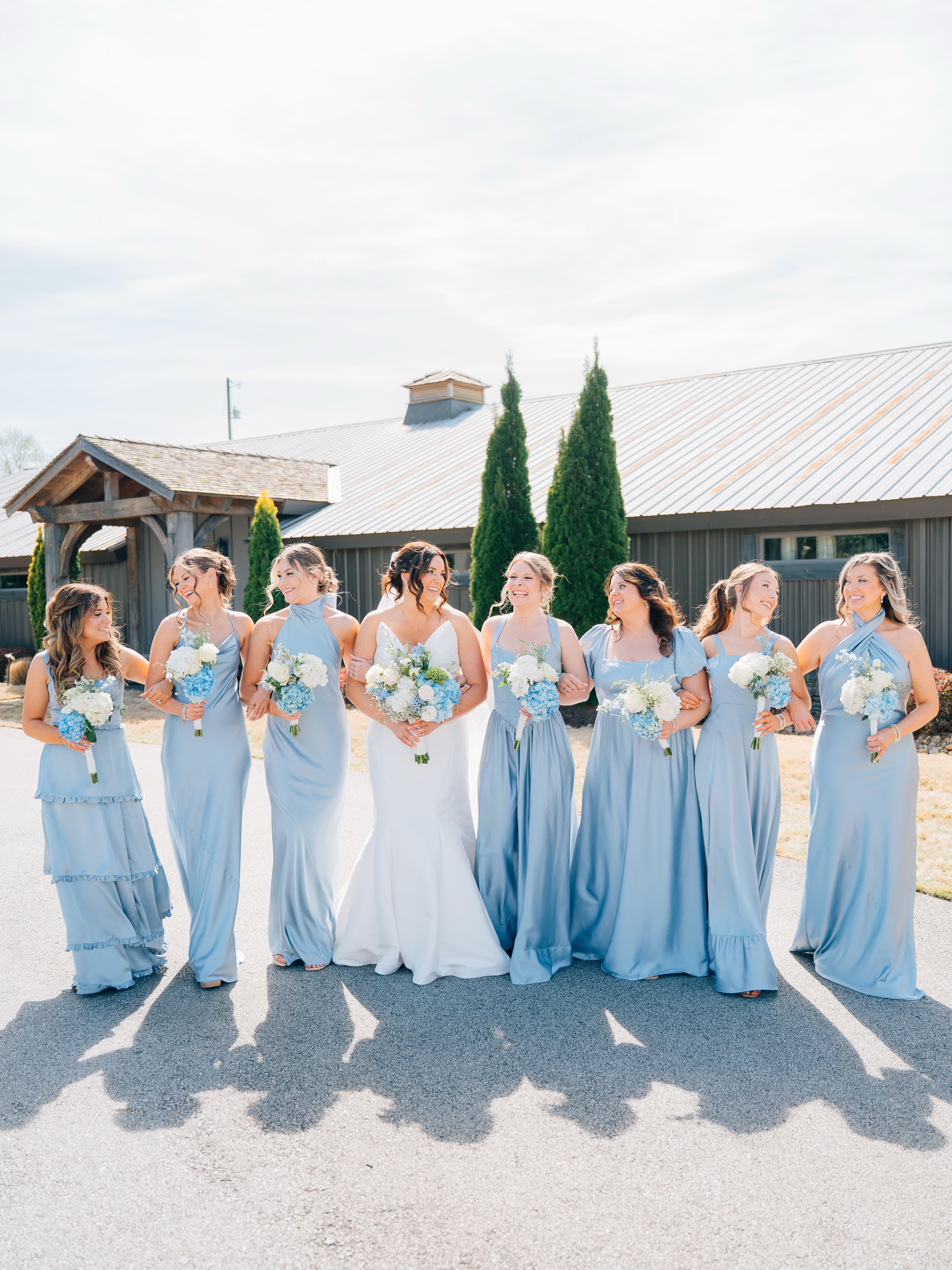 bridal party navy blue dresses Wedding in sky and in Toccoa Georgia Wedding theme