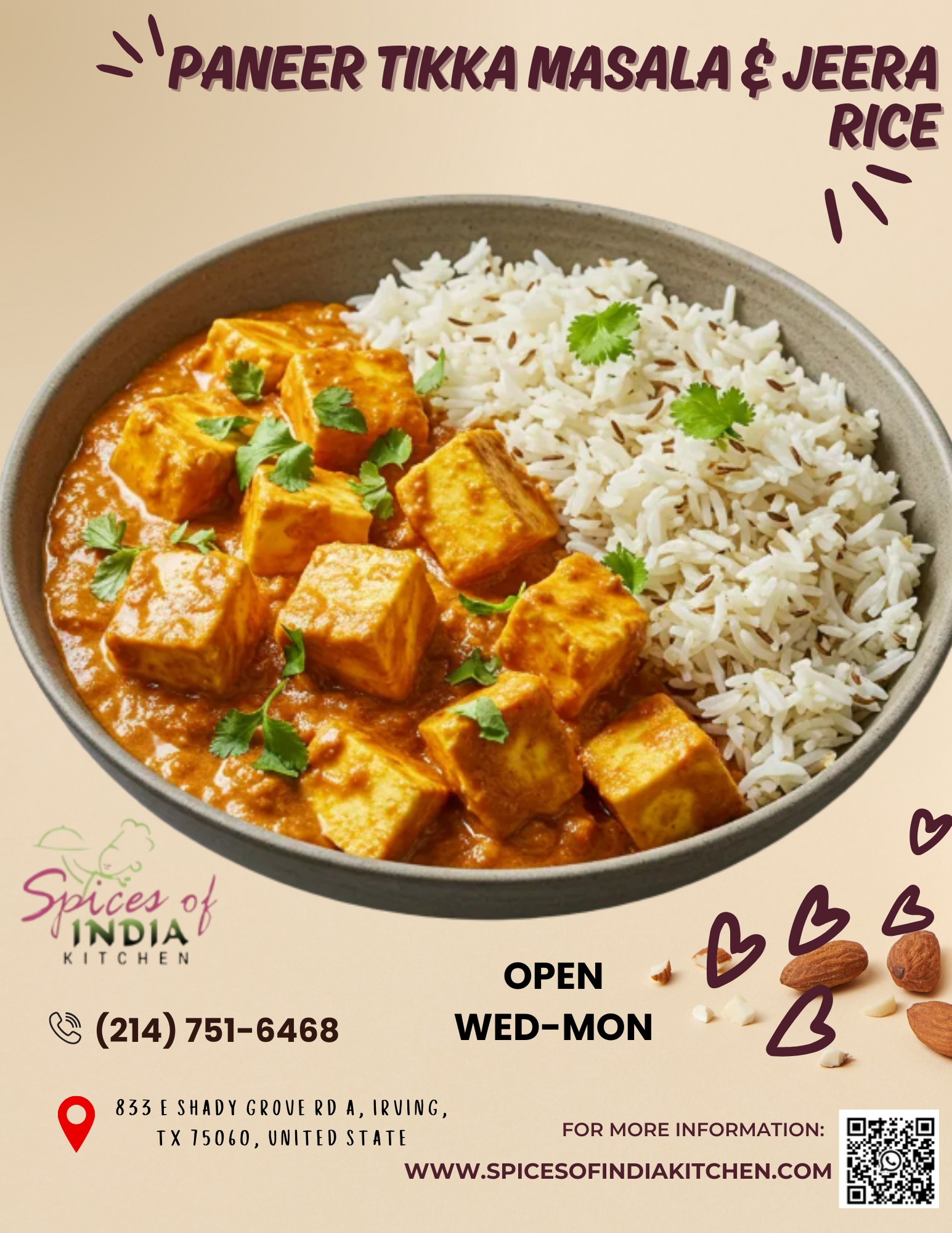 Spices - 🧀🍛 Paneer Tikka Masala + Jeera Rice – The Perfect Match! 🍛🧀 ...