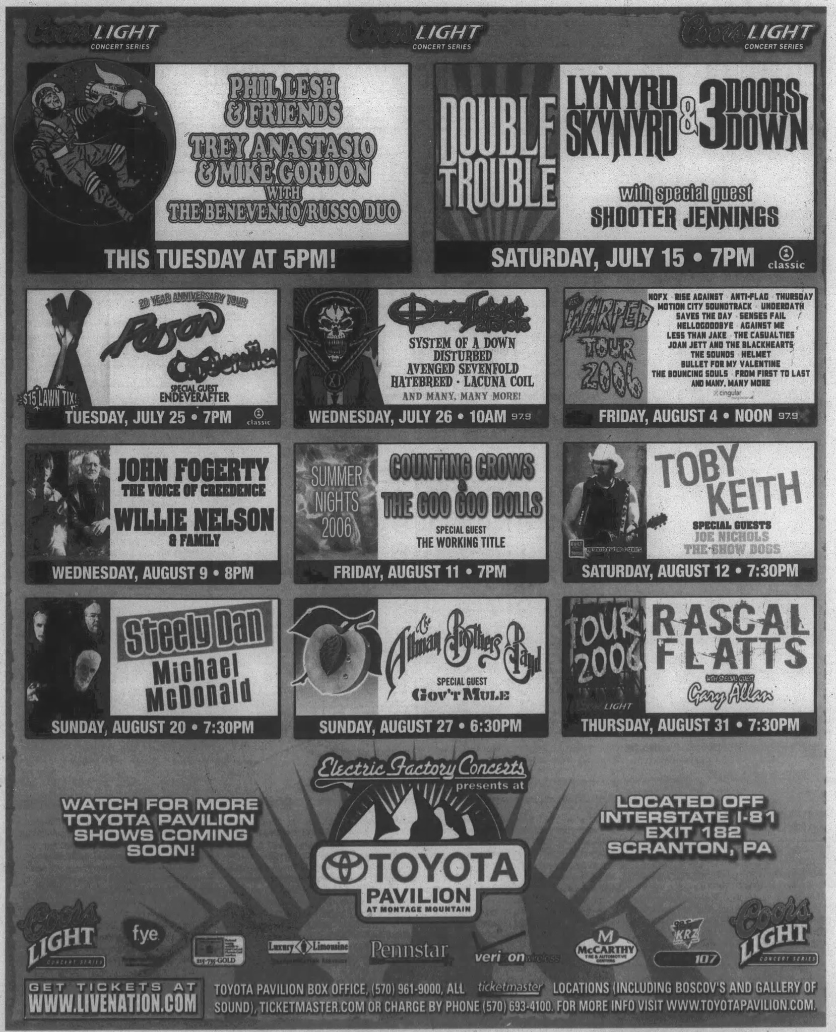 Ozzfest 2006 set times announced
