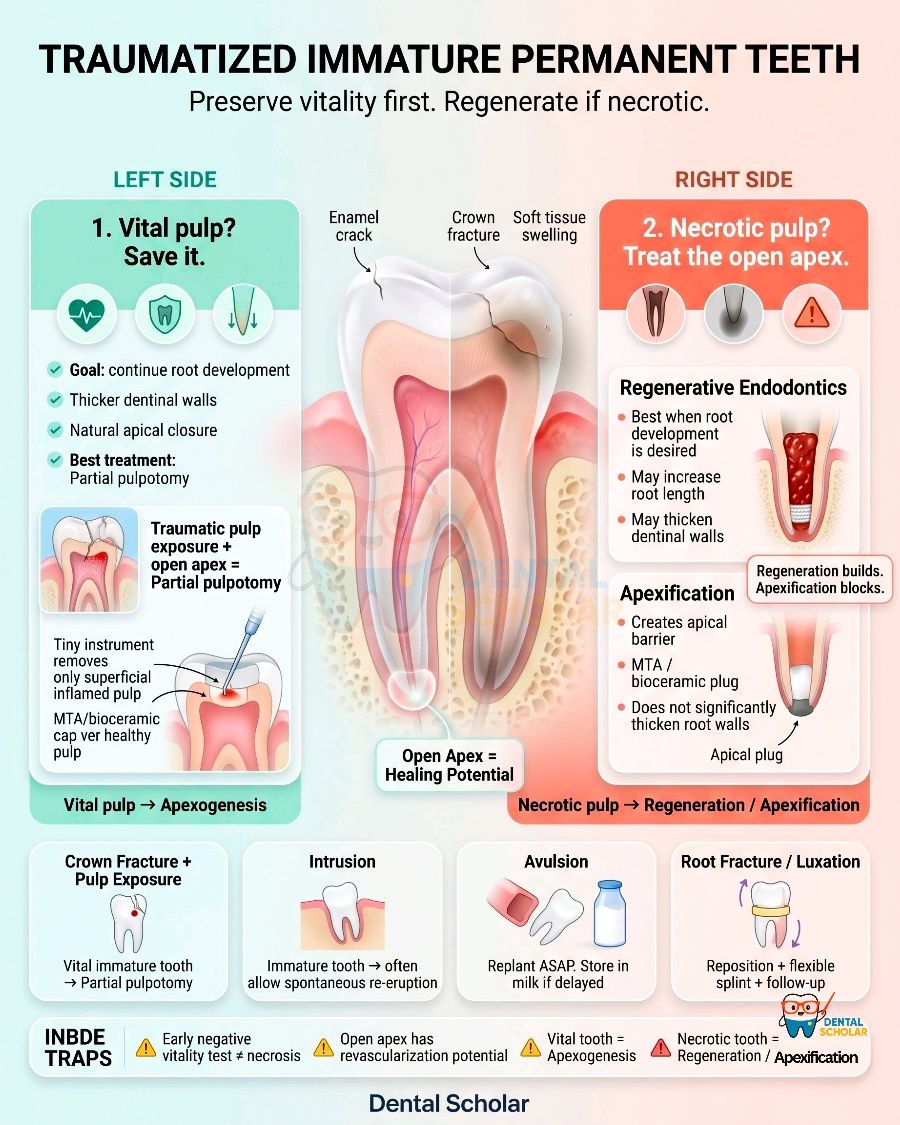 Vital pulp therapy for immature tooth with crown trauma