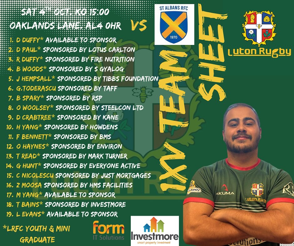 Luton Rugby - 📣 TEAM ANNOUNCEMENT 📣 The wait is over! 🙌... | Facebook