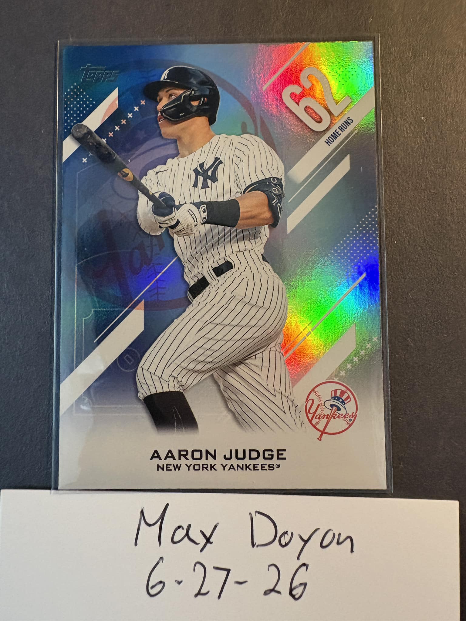 Authentic Topps Inception baseball card has a certified on-card
