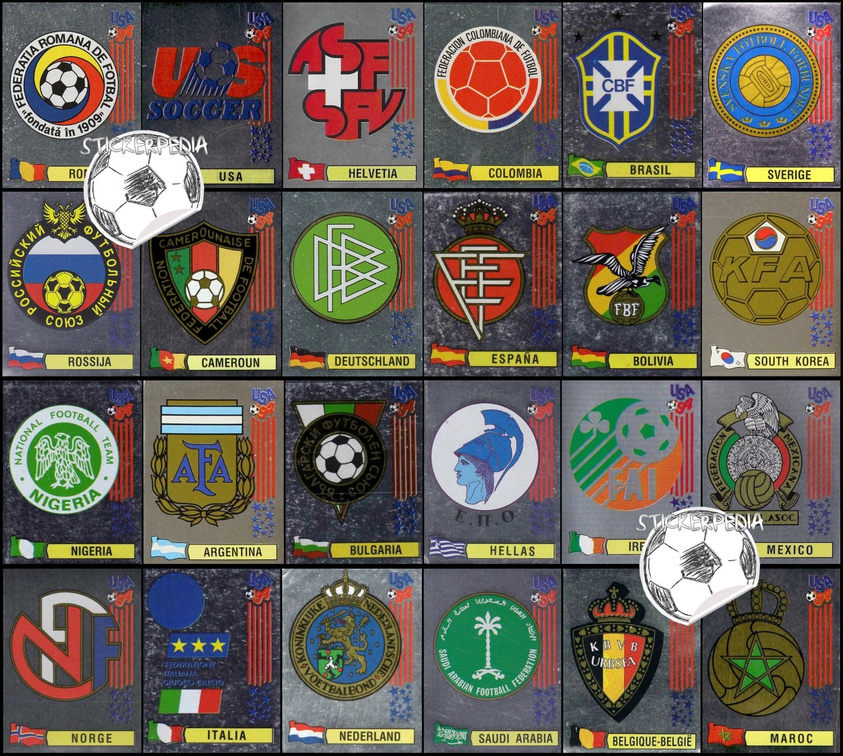 ワールドカップ94年出場国ピンバッチ FIFA World Cup 1994 national