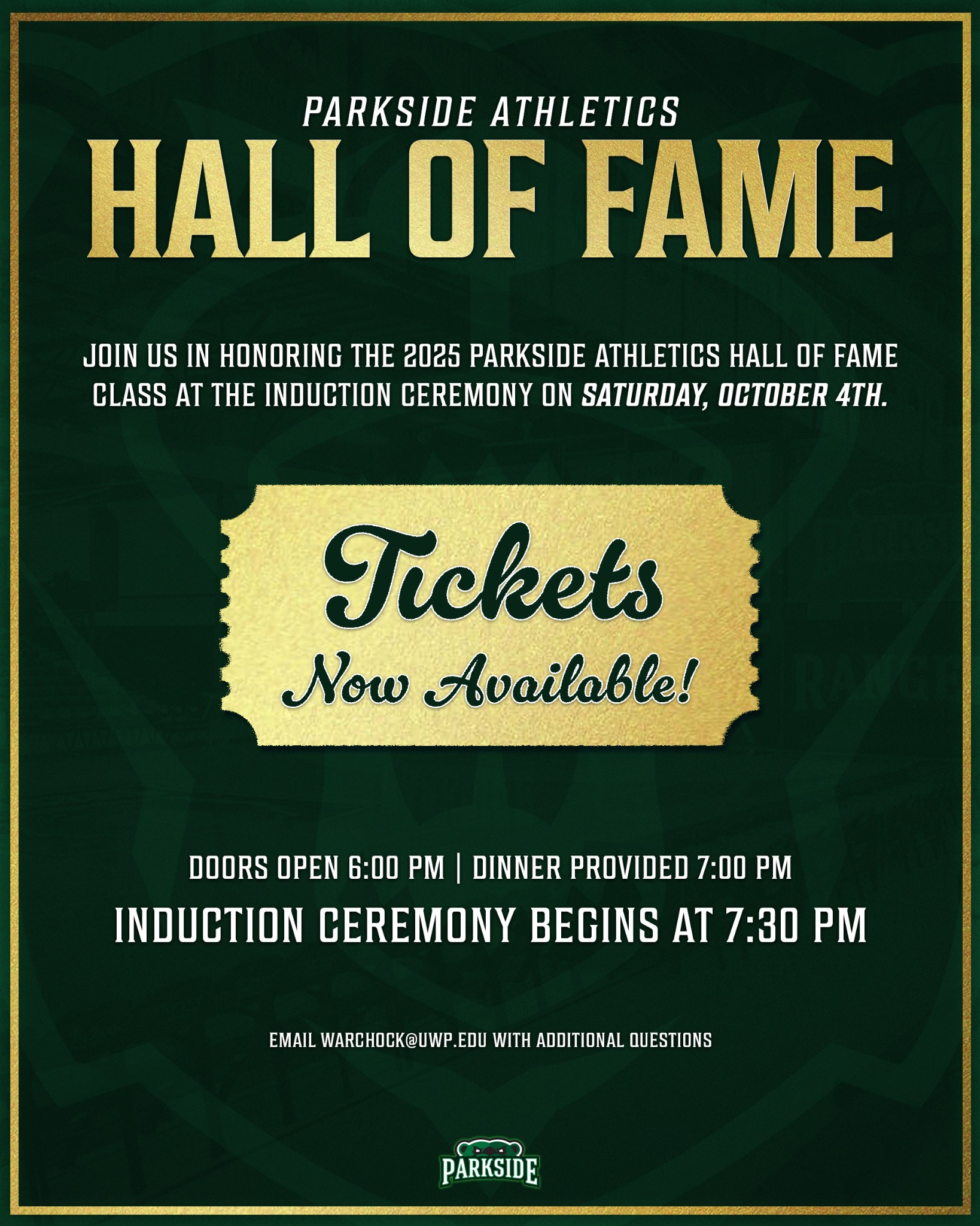🚨 Last Call 🚨 Tickets are ON... - Parkside Rangers Athletics | Facebook