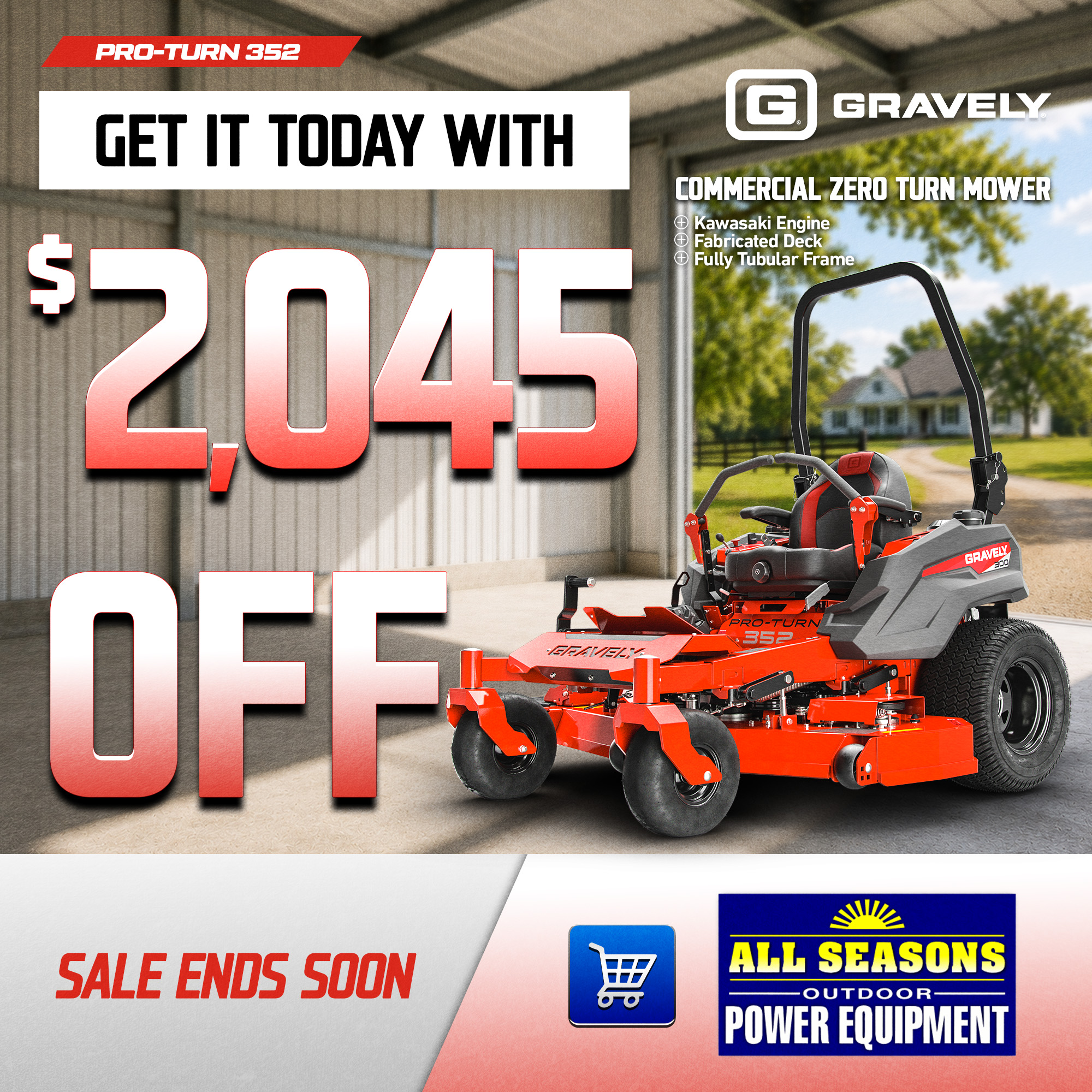 Save up to $2,045 on Gravely commercial zero-turn mowers