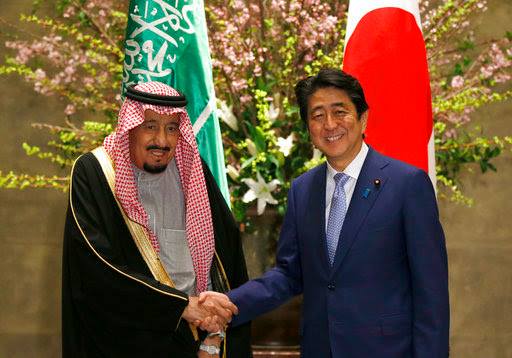Saudi King Salman, left, and Japan