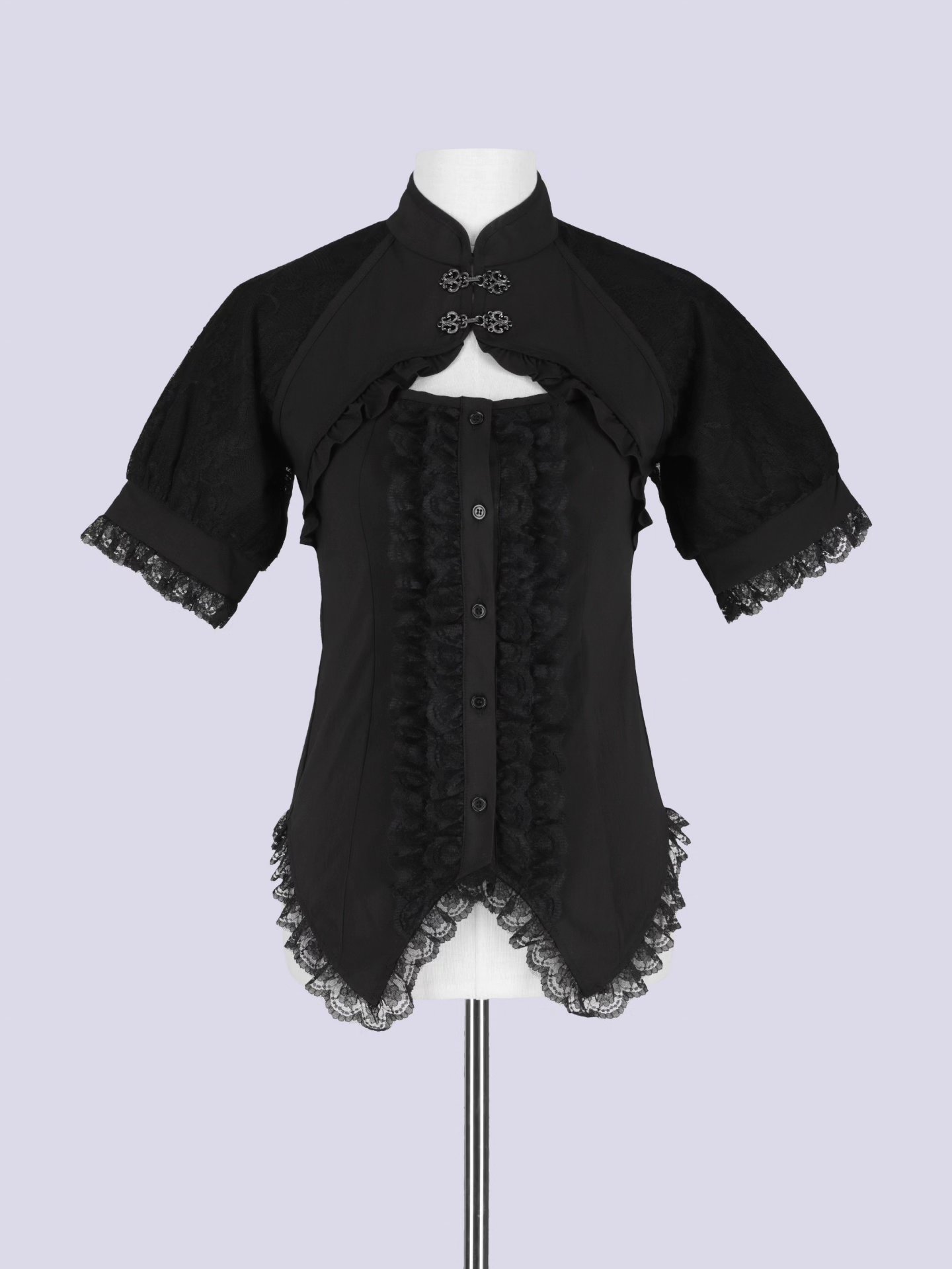 IMVAL / Mandarin Collar Frill Blouse - BLK IMV068-BLK ￥7,920 凛と 