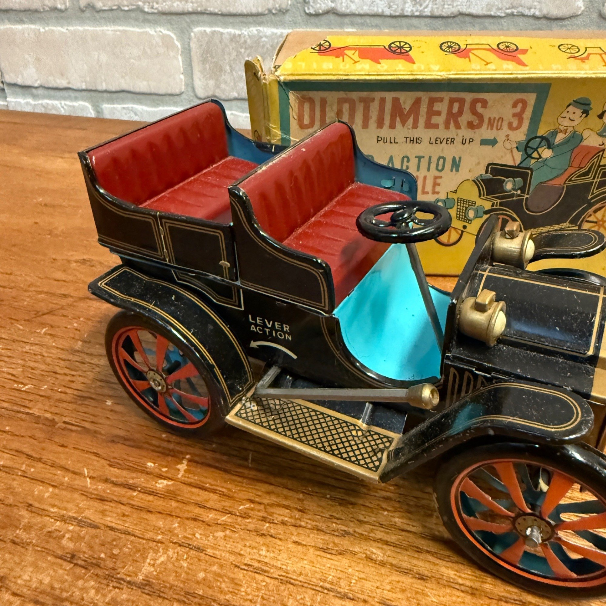 Antique Auto Old Timer's Car No. 3 Lever Action Tin Litho Model T Toy ...