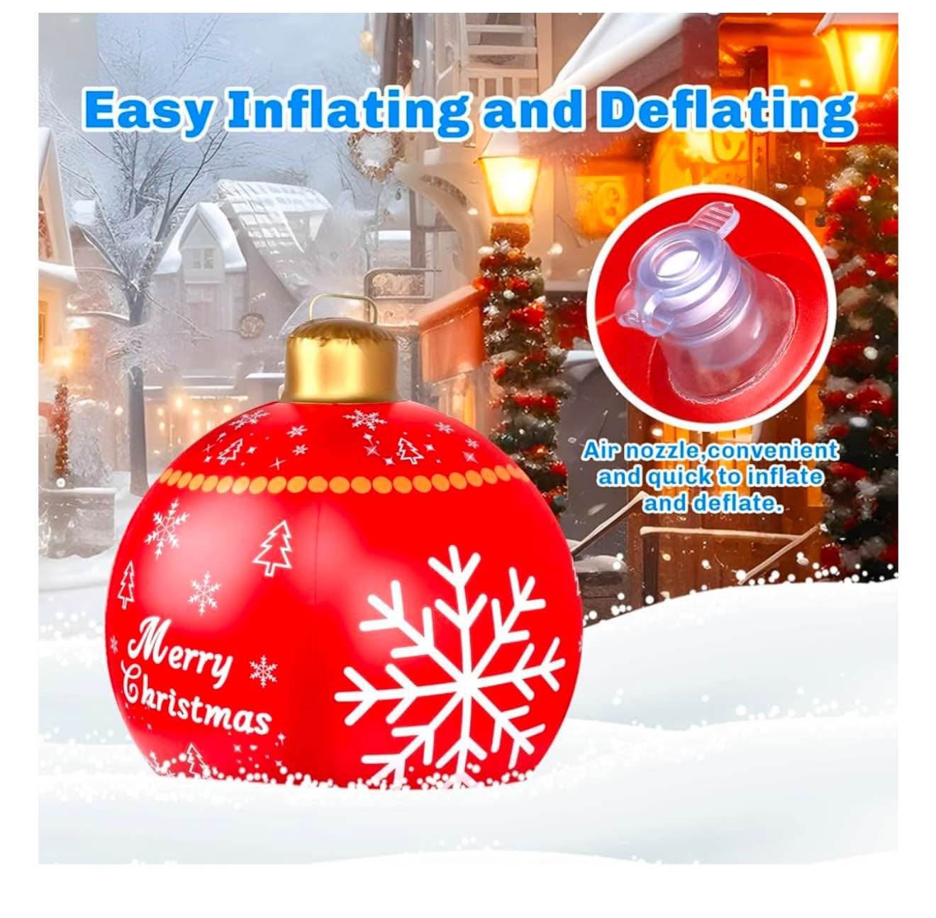 2 Pcs 24 Inch Light up PVC Giant Inflatable Christmas Ball Large PVC ...