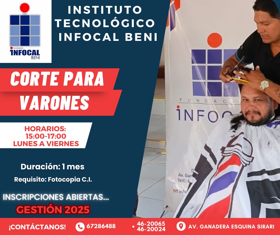 Infocal - 💈 ️ ¡Especialízate en Corte de Varones con Infocal Beni! 💇‍♂️ ...
