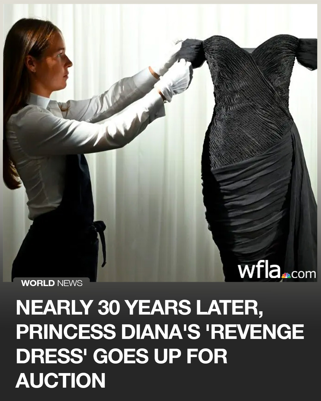 The striking black dress, worn by Diana on the night her then-husband, King Charles III, publicly acknowledged his infidelity, is being offered by Sotheby's with a presale estimate of $150,000 to $300,000
