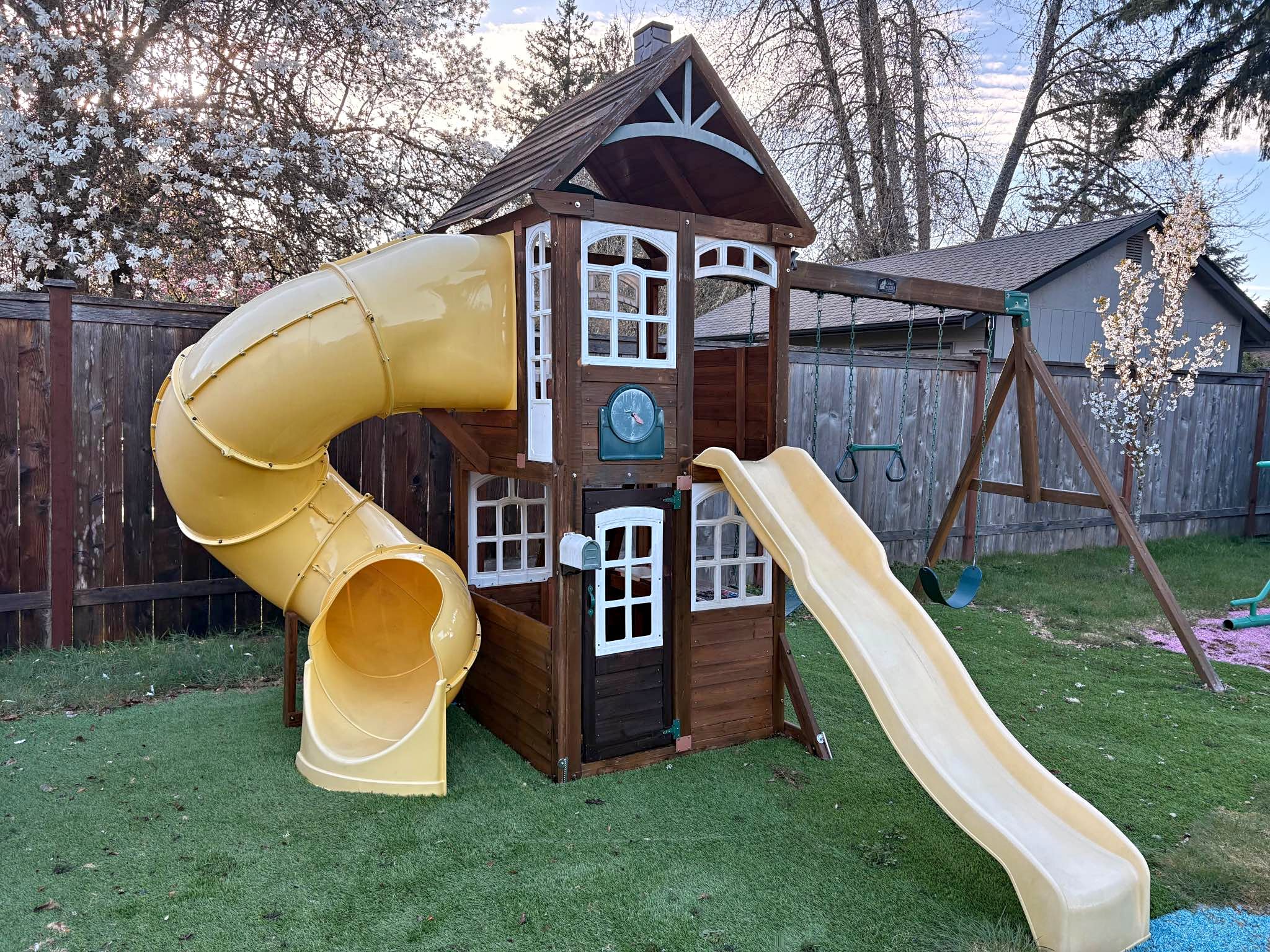 KidKraft Cedar Summit Playground Fort Slide Swing Set - Playgrounds ...
