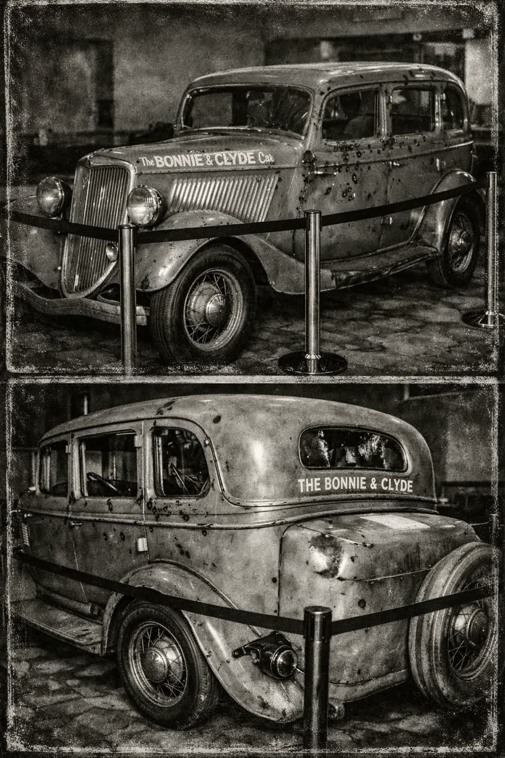 Bonnie and Clyde's 1932 Ford V-8 after final ambush | Bienville