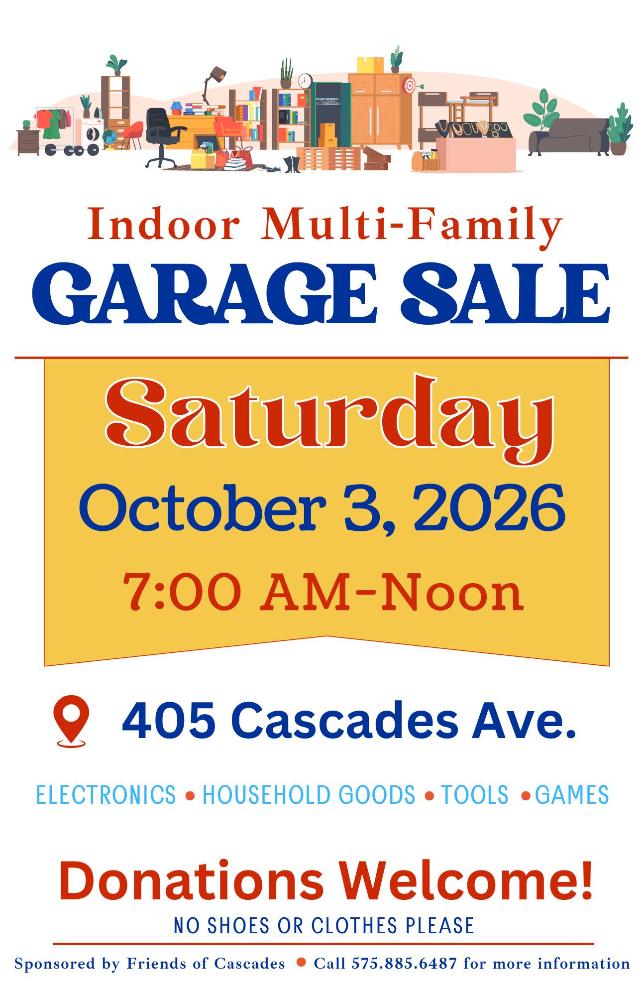 Indoor multi-family garage sale in Carlsbad NM (Oct 2026)