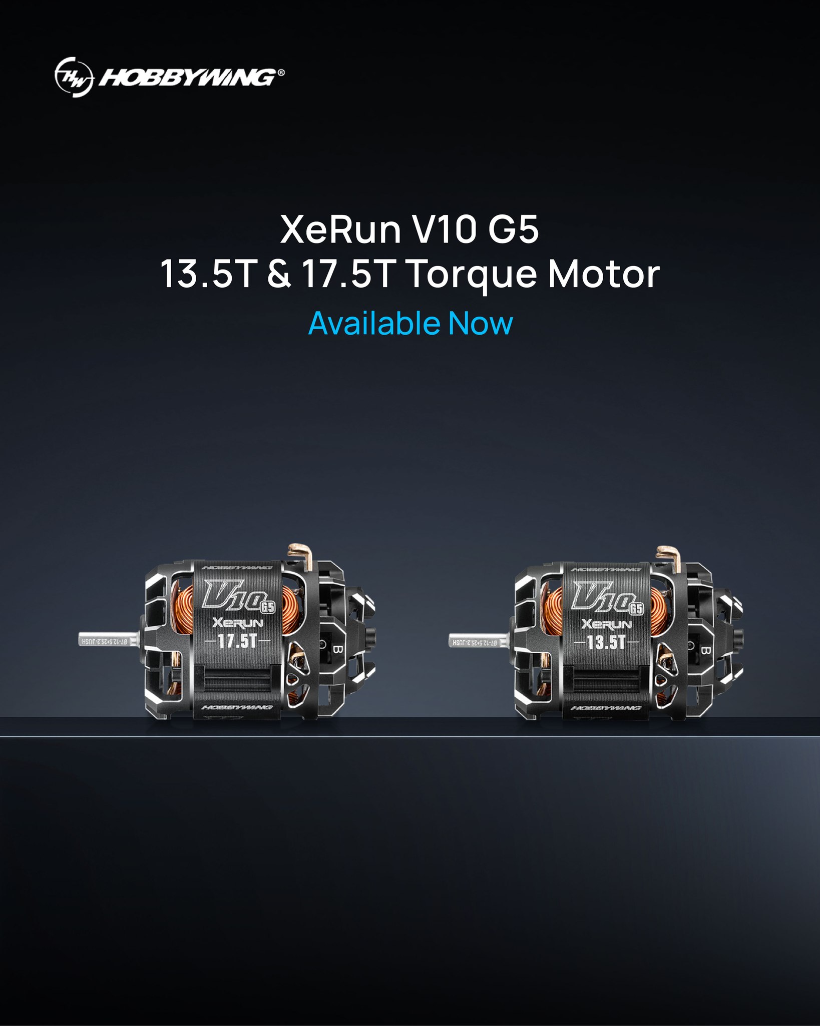 Hobbywing XeRun V10 G5 13.5T and 17.5T Torque motors available