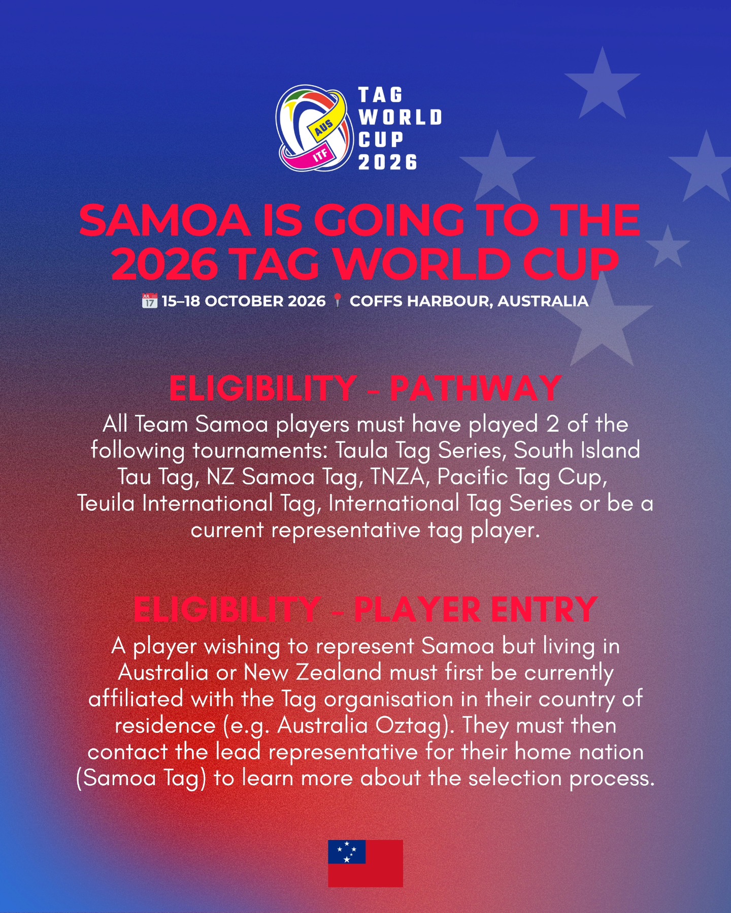 Samoa is going to the 2026 Tag... - Samoa Tag Incorporated | Facebook