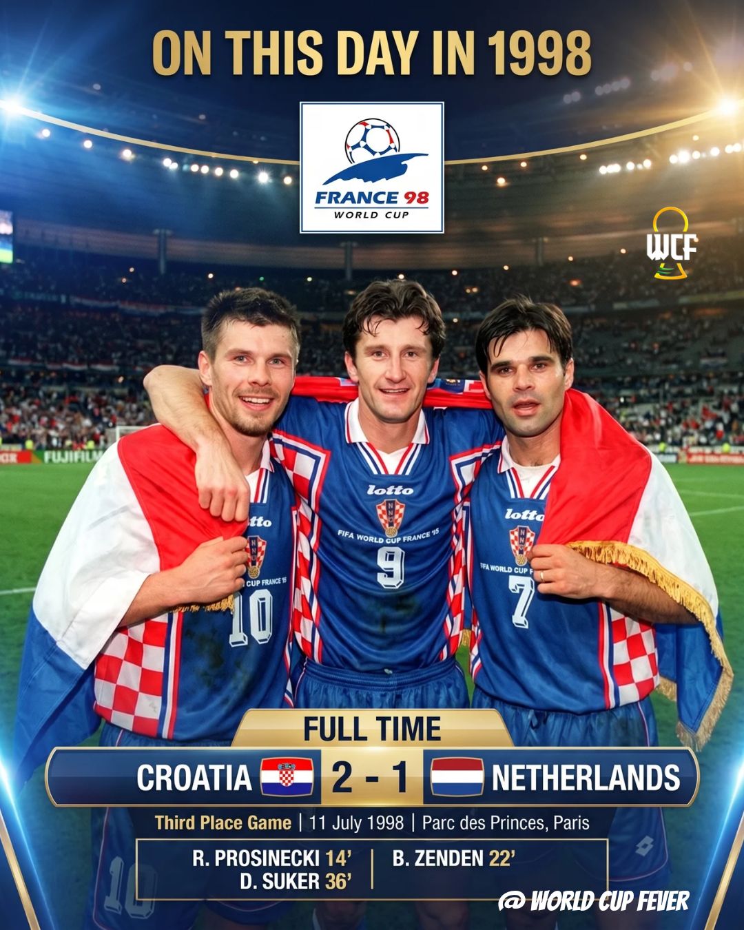 OnThisDay at the FIFA World Cup France 🇫🇷 1998, Croatia