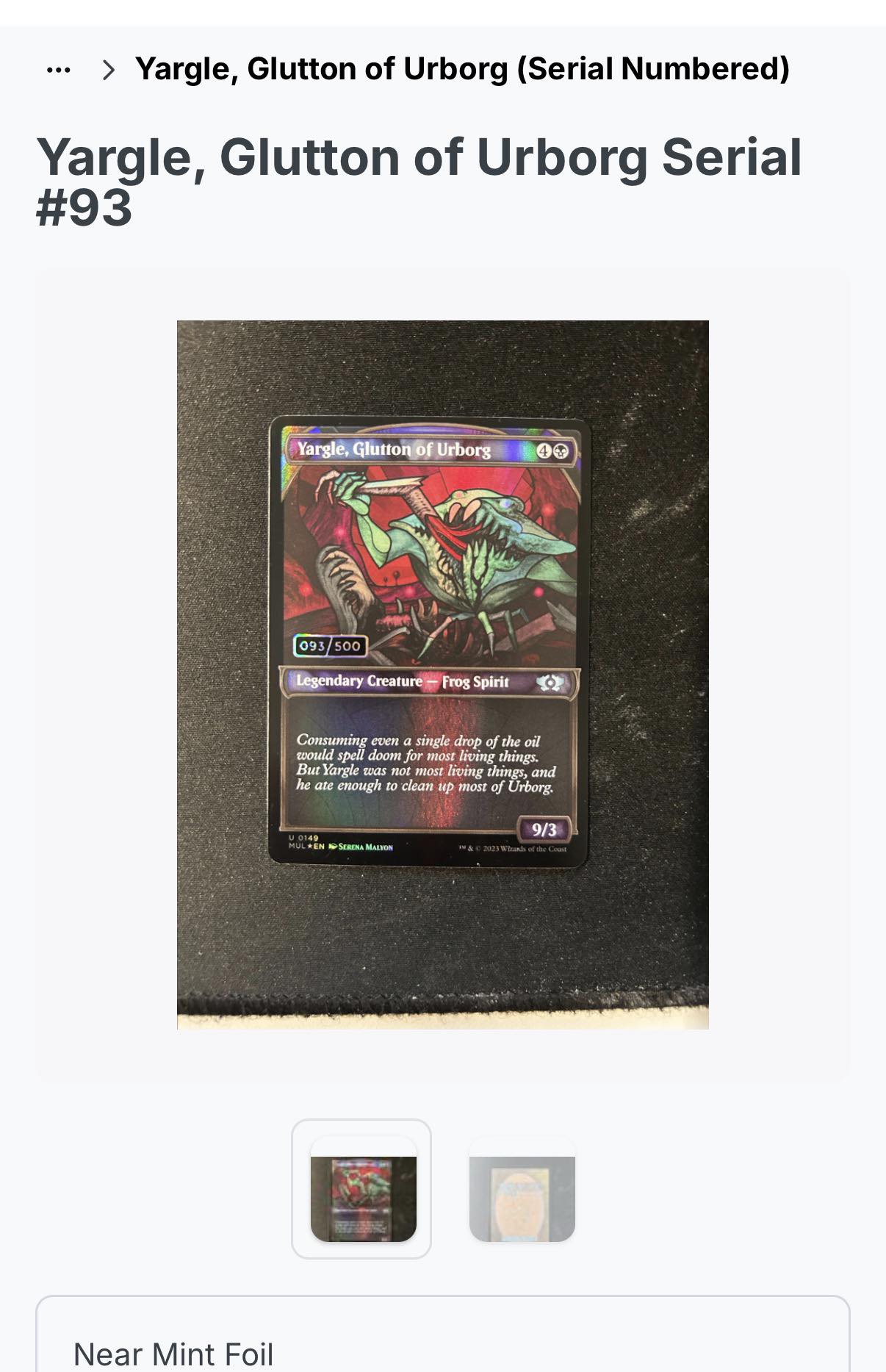 ISO Yargle, Glutton of Urborg Serial Numbered 93/500