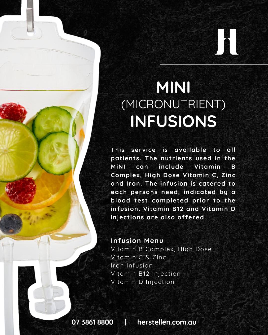 b12 injection iv iron infusion australia Restore balance from within. 🍎 MiNI Infusions at Herstellen Clinic are personalised micronutrient infusions designed to support general wellbeing, hydration, recovery, and nutritional replenishment. Delivered intravenously for efficient absorption Allergy Care for Dogs & Cats