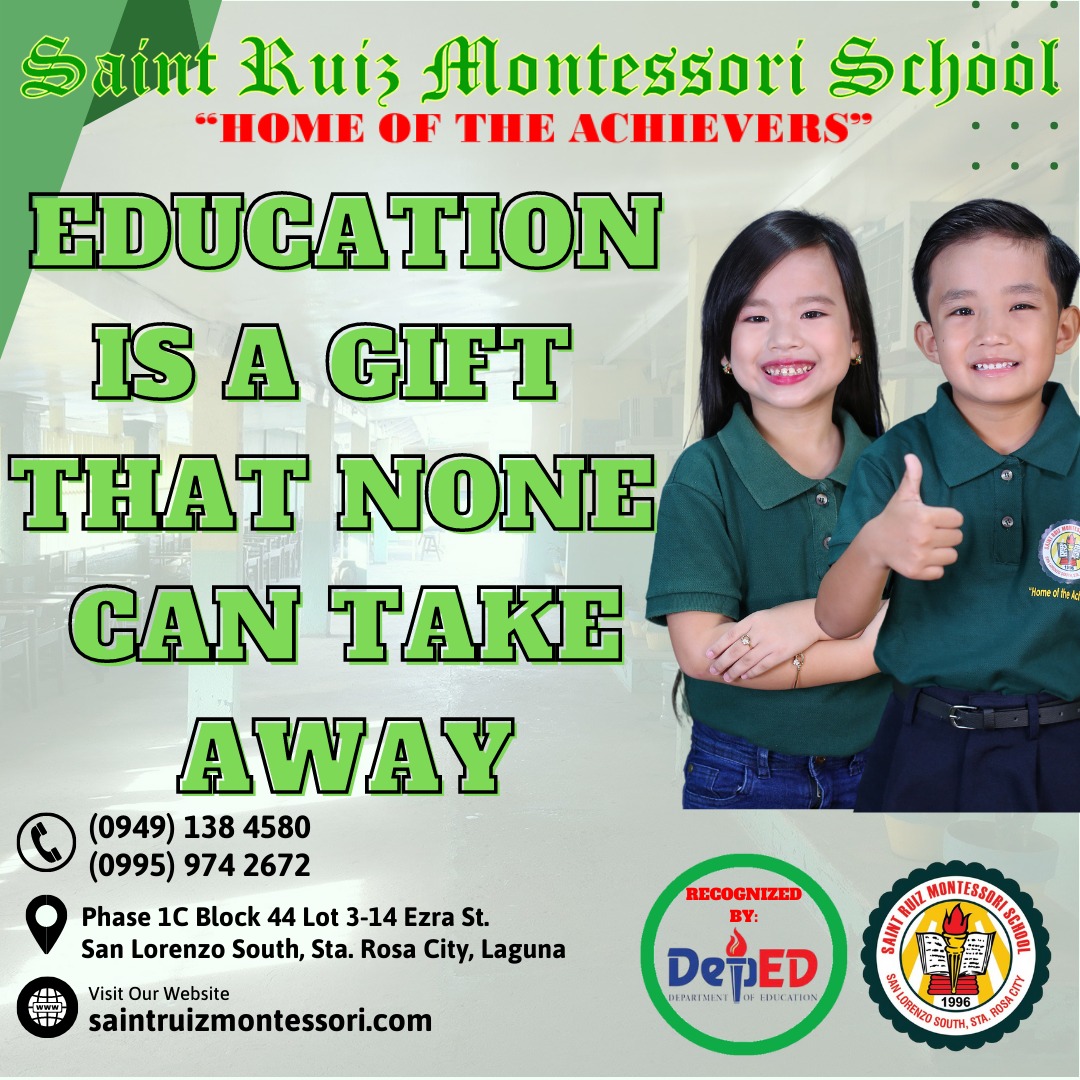 #chooseSRMS | Be a Ruizian... - SAINT RUIZ Montessori School | Facebook