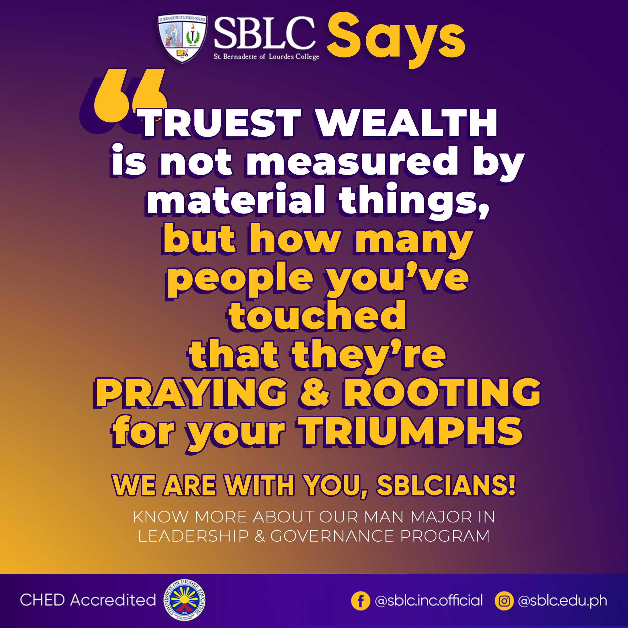 SBLC - #BLESSED Sunday, SBLCians! How's the first week of... | Facebook