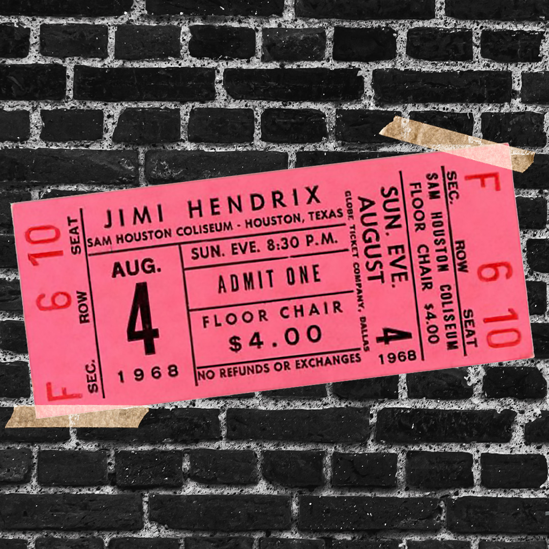 Unused ticket stub from The Jimi Hendrix Experience's August 4