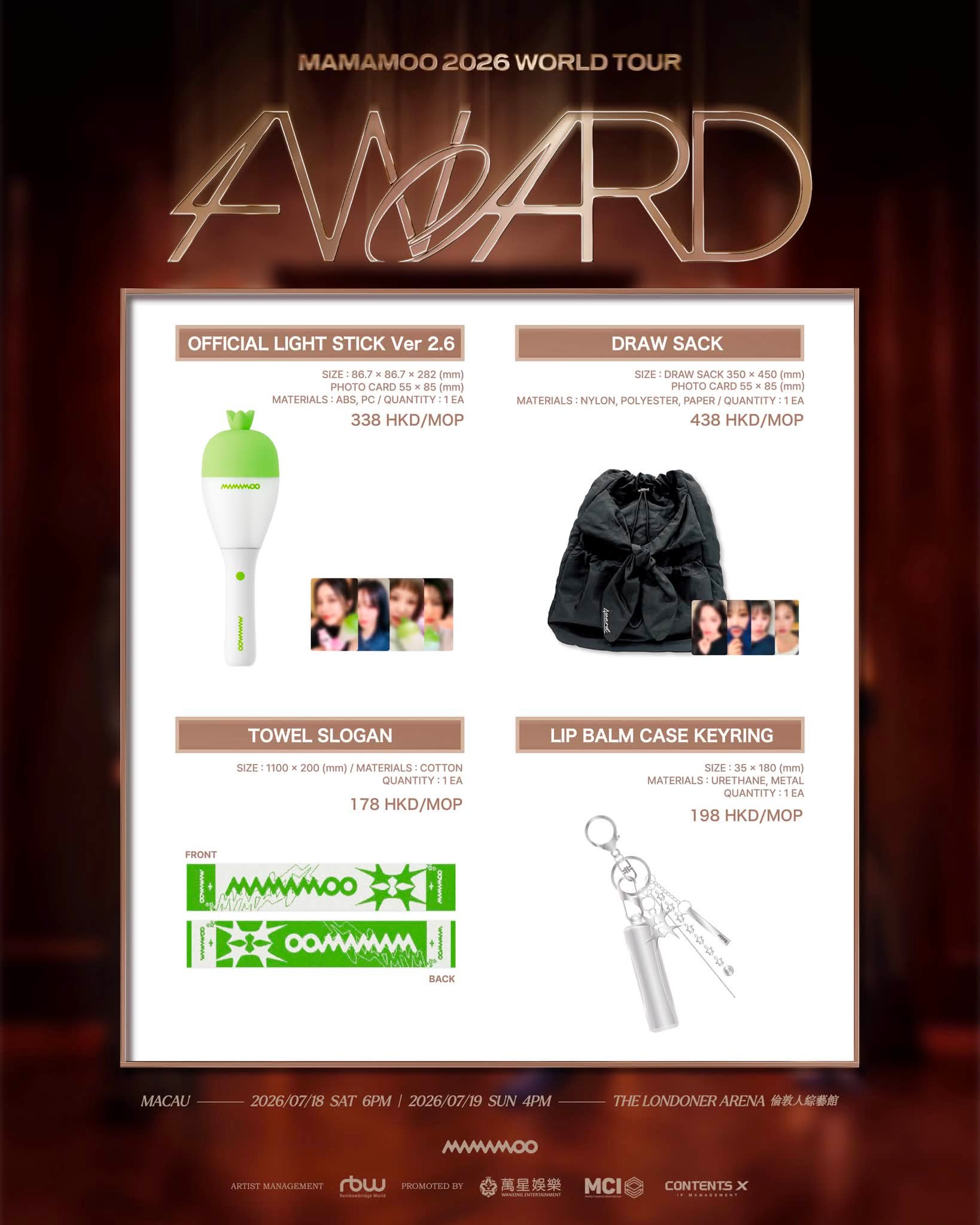 MAMAMOO 2026 WORLD TOUR <4WARD> in MACAU 週邊現場售賣公告✨ MOOMOO