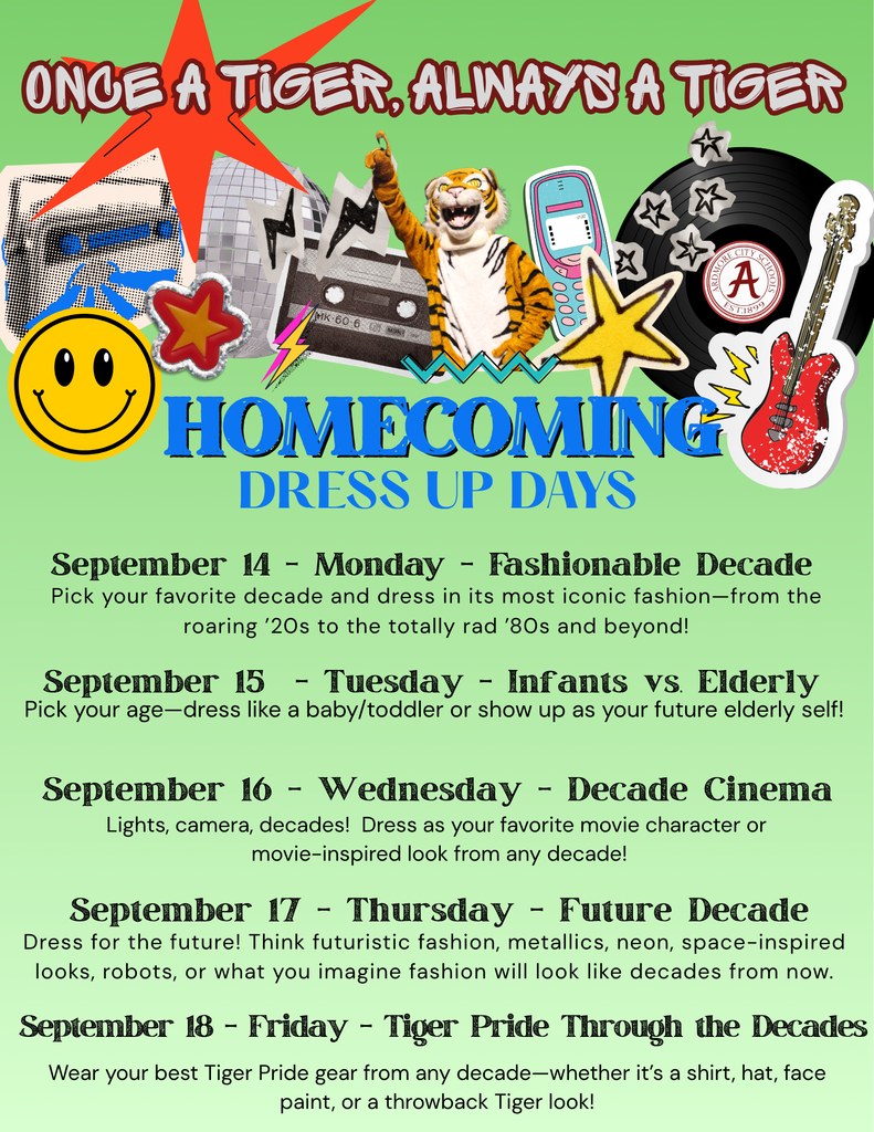 Ardmore City Schools' Homecoming Week Dress-up Days 2024