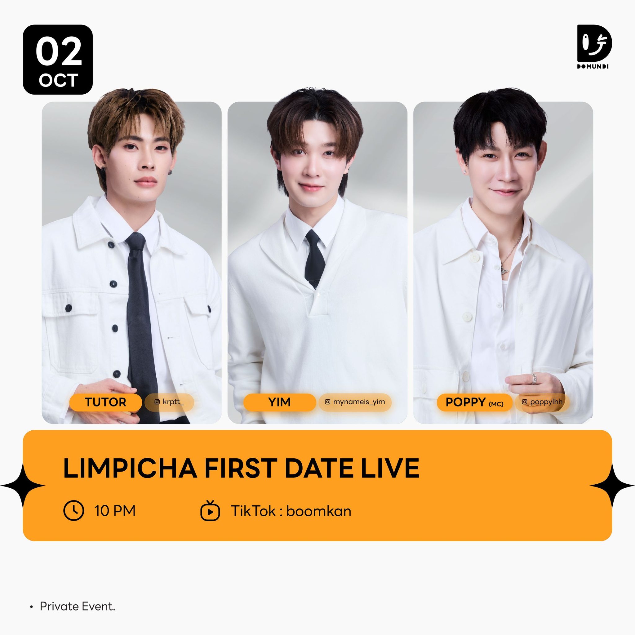 アイドル Yim(TutorYim)DMD LINEUP2026 DMDschedule 🗓 : 02.10.2026 Limpicha first date live