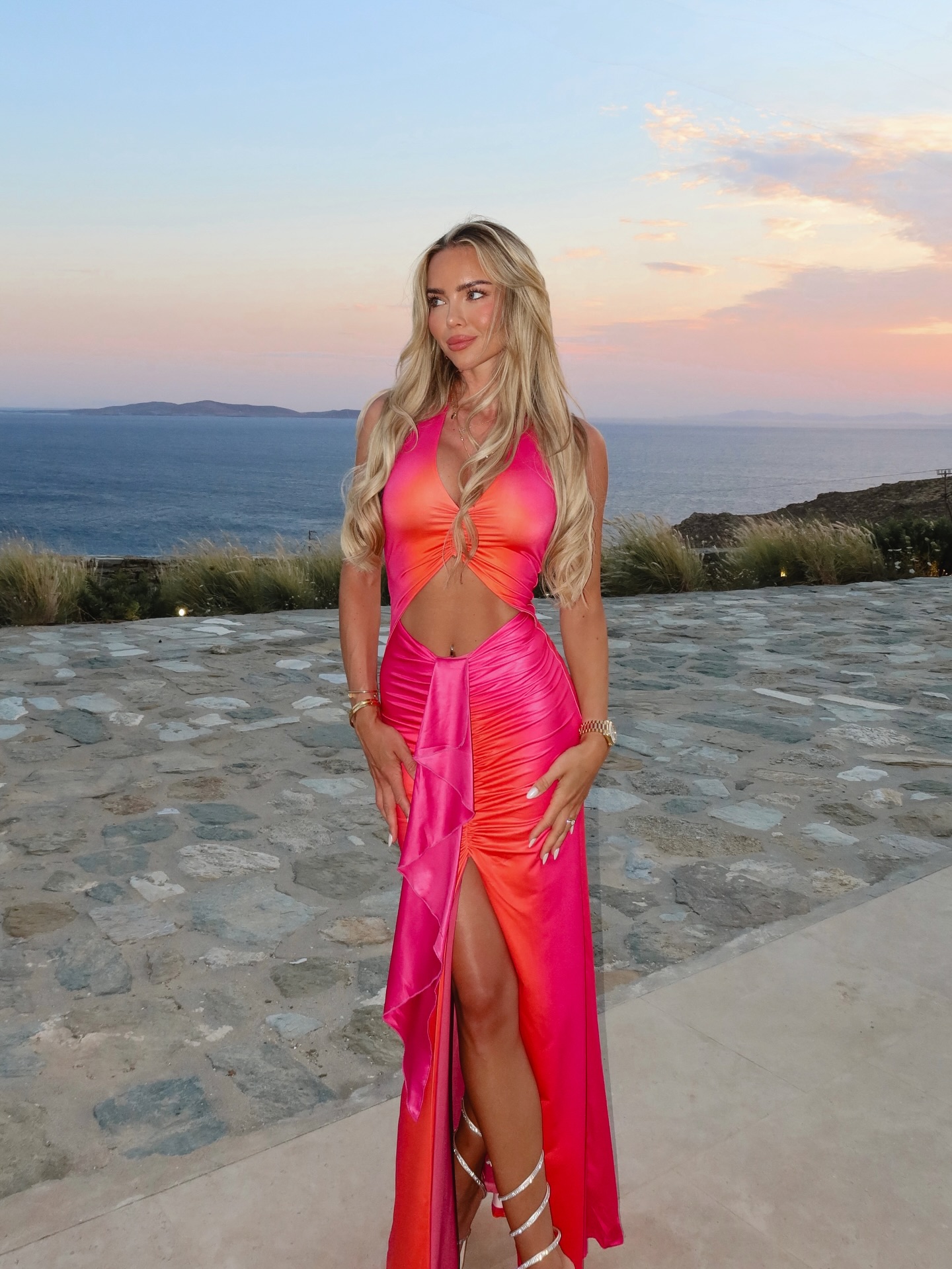 sunset beach dress code when the is 🌅🩷 #pinkdress #dresscodesunset Color:Gray Admiral Plaid Women's Black Classic Satin boho chic inspiration
