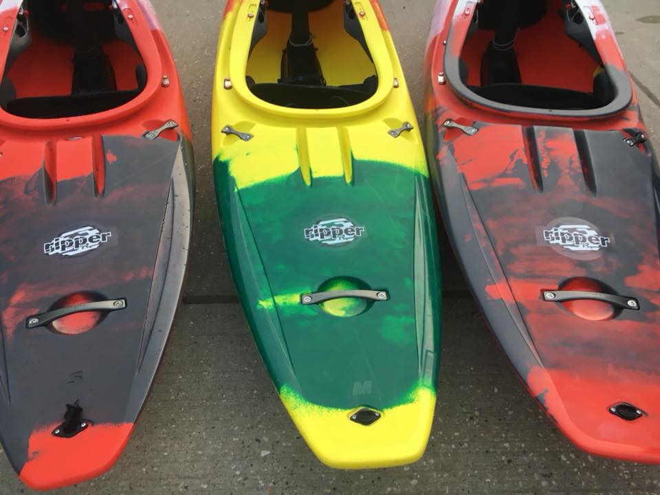 Above & Below - All 3 sizes of the Pyranha Kayaks Ripper...