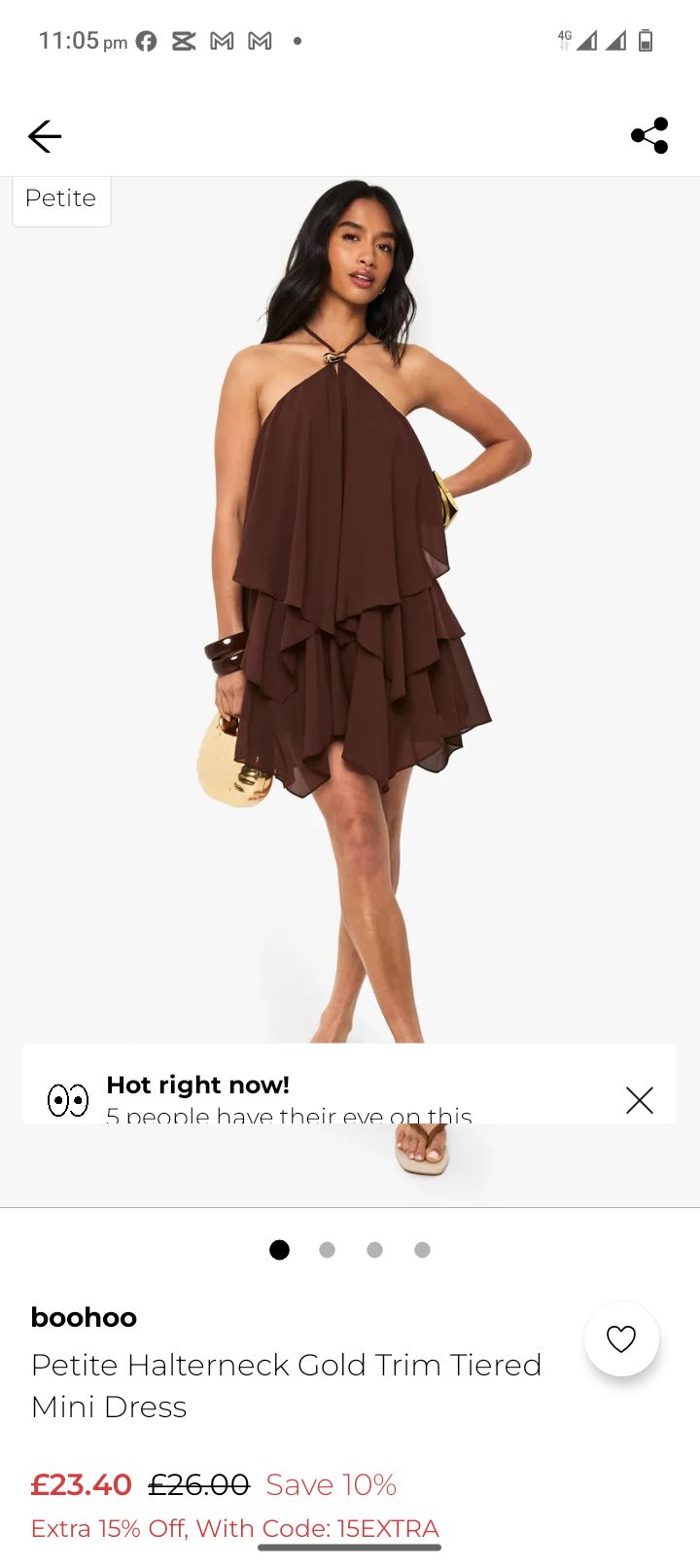 halterneck gold trim tiered mini dress Boohoo Petite for sale Ocassion_Quinceanera