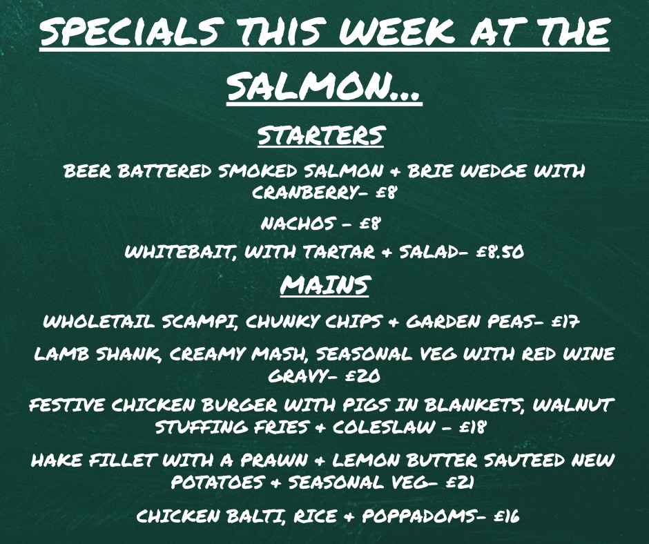 The Salmon - 🐟 This Week's Specials at The Salmon Inn! 🐟 Our kitchen is ...