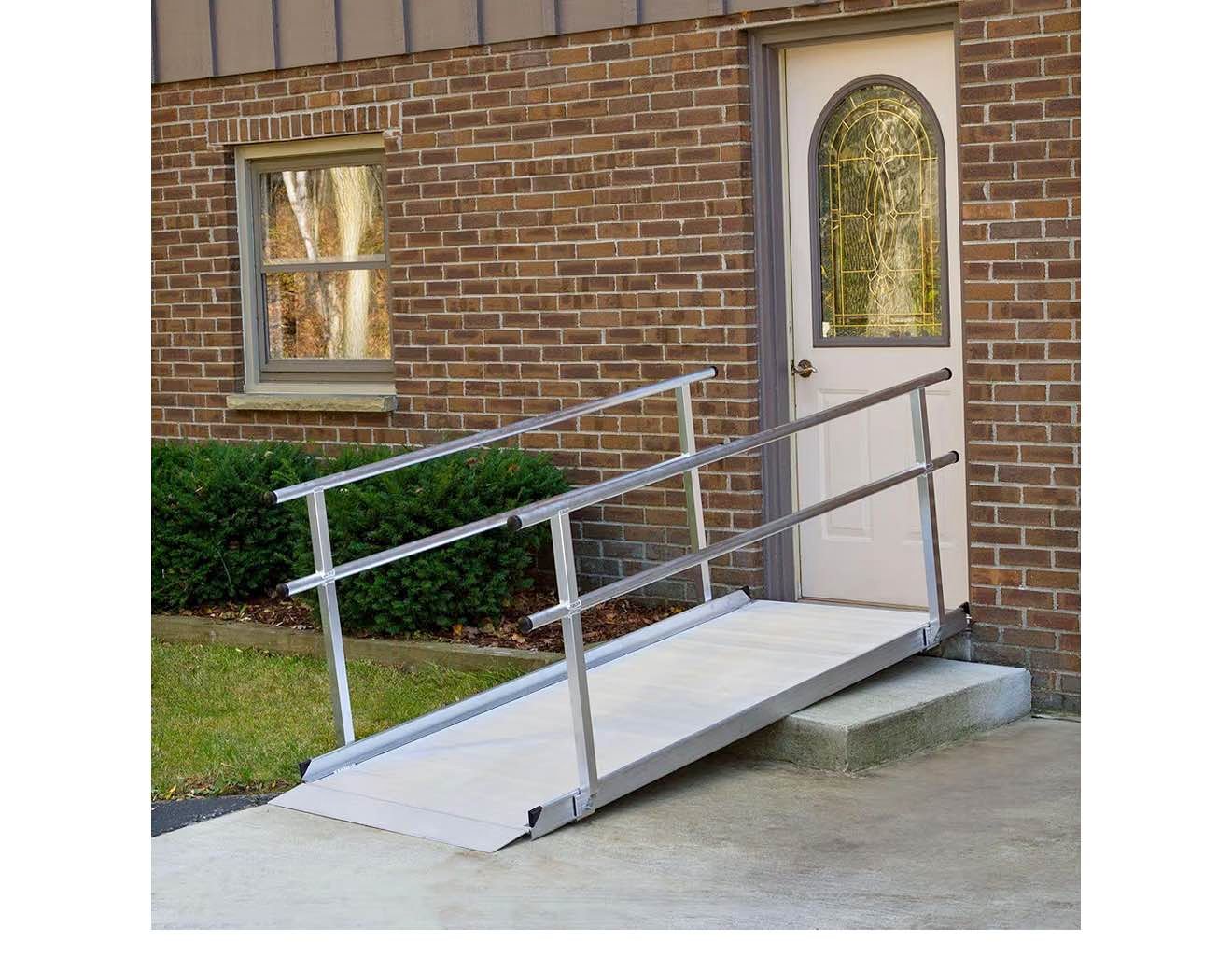 Aluminum Wheelchair & Scooter Ramp with Handrails – 8' Semi-Permanent ...