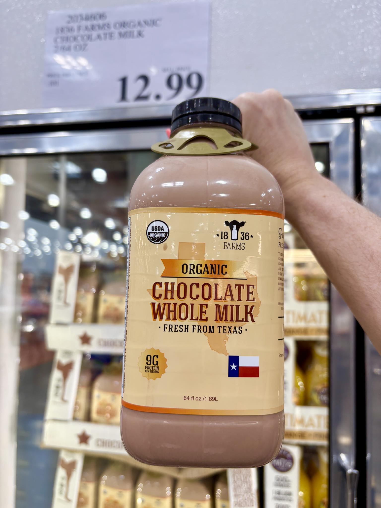 There's a giant double pack of 1836 Farms chocolate milk in Texas