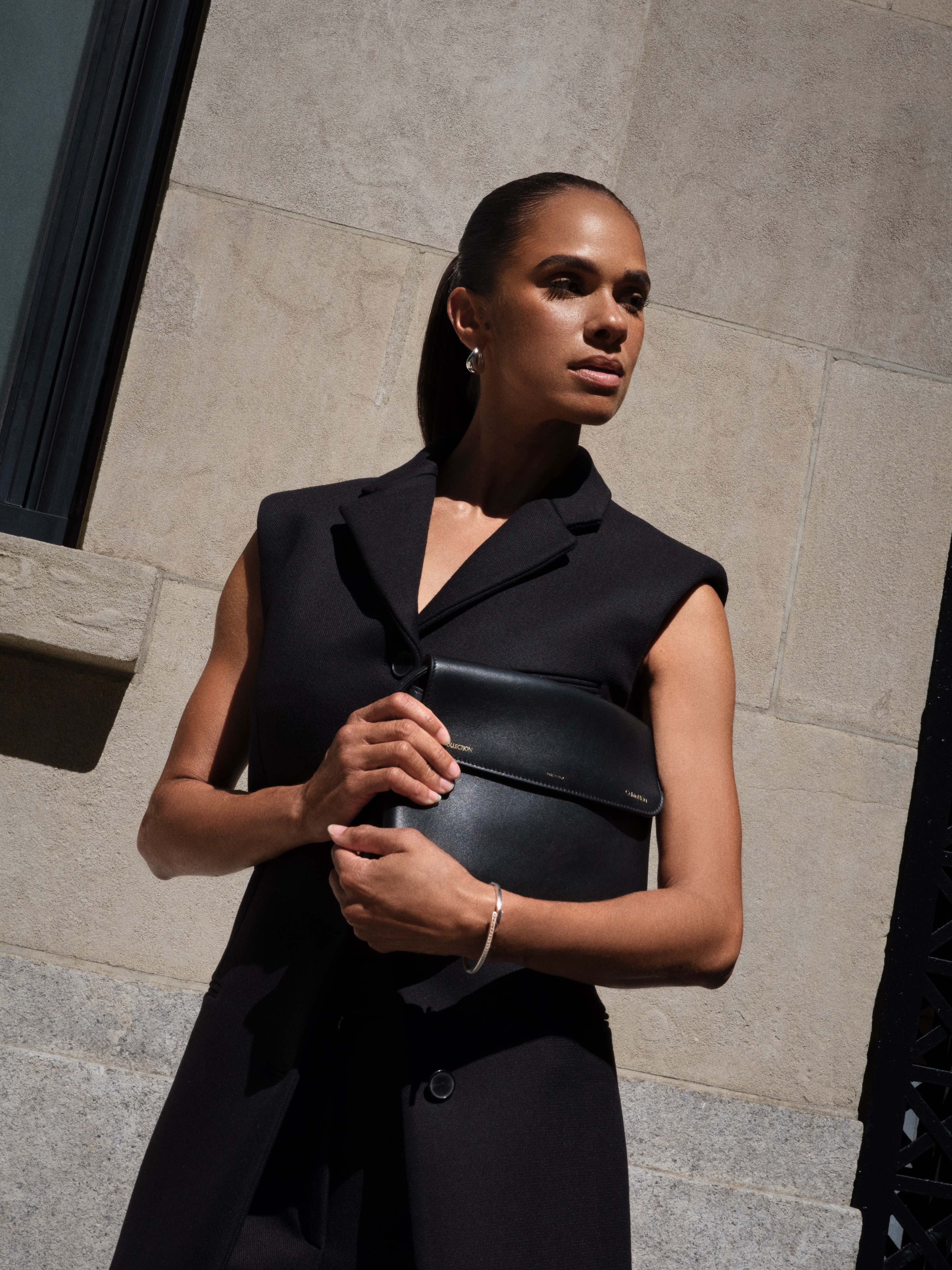 black dress and makeup Final Look @CalvinKlein Hair @MilesJeffriesHair Karina Milan Makeup 📸 @GladGelin USW392023Monday Tally Taylor Designer Women Color:Moonlight