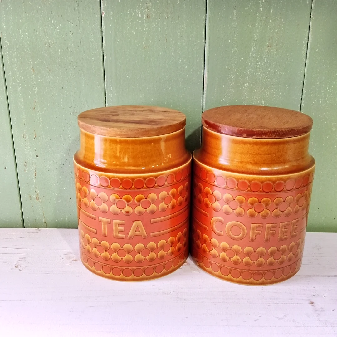 HORNSEA SAFFRON ENGLAND キャニスター コーヒー 紅茶 英国ヴィンテージ🇬🇧Hornsea SaffronコーヒーとティーキャニスターL