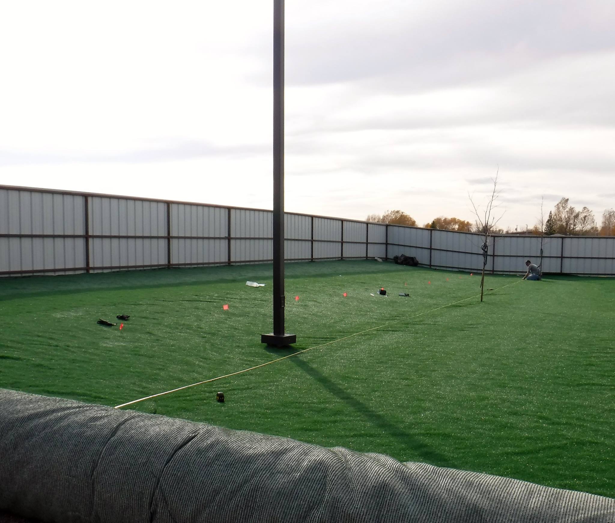 The dog turf was installed today & final preparations are being ...