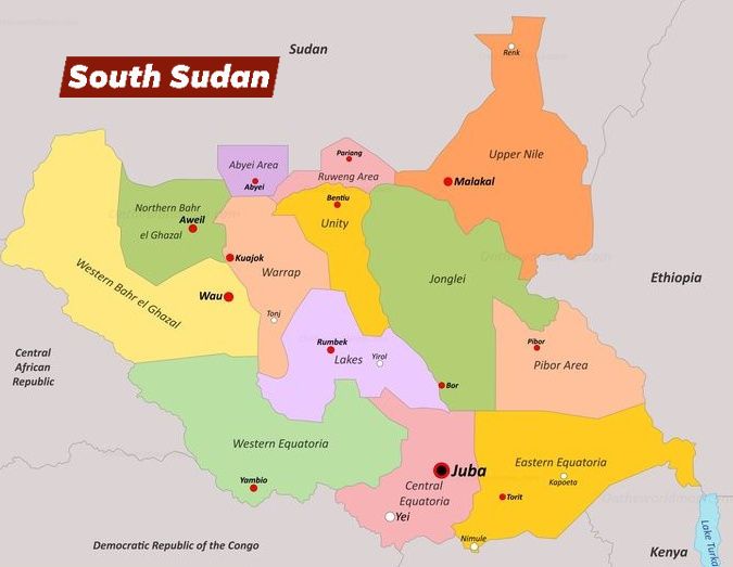 Ch Mubeen Khan - Political map of South Sudan, showing its... | Facebook