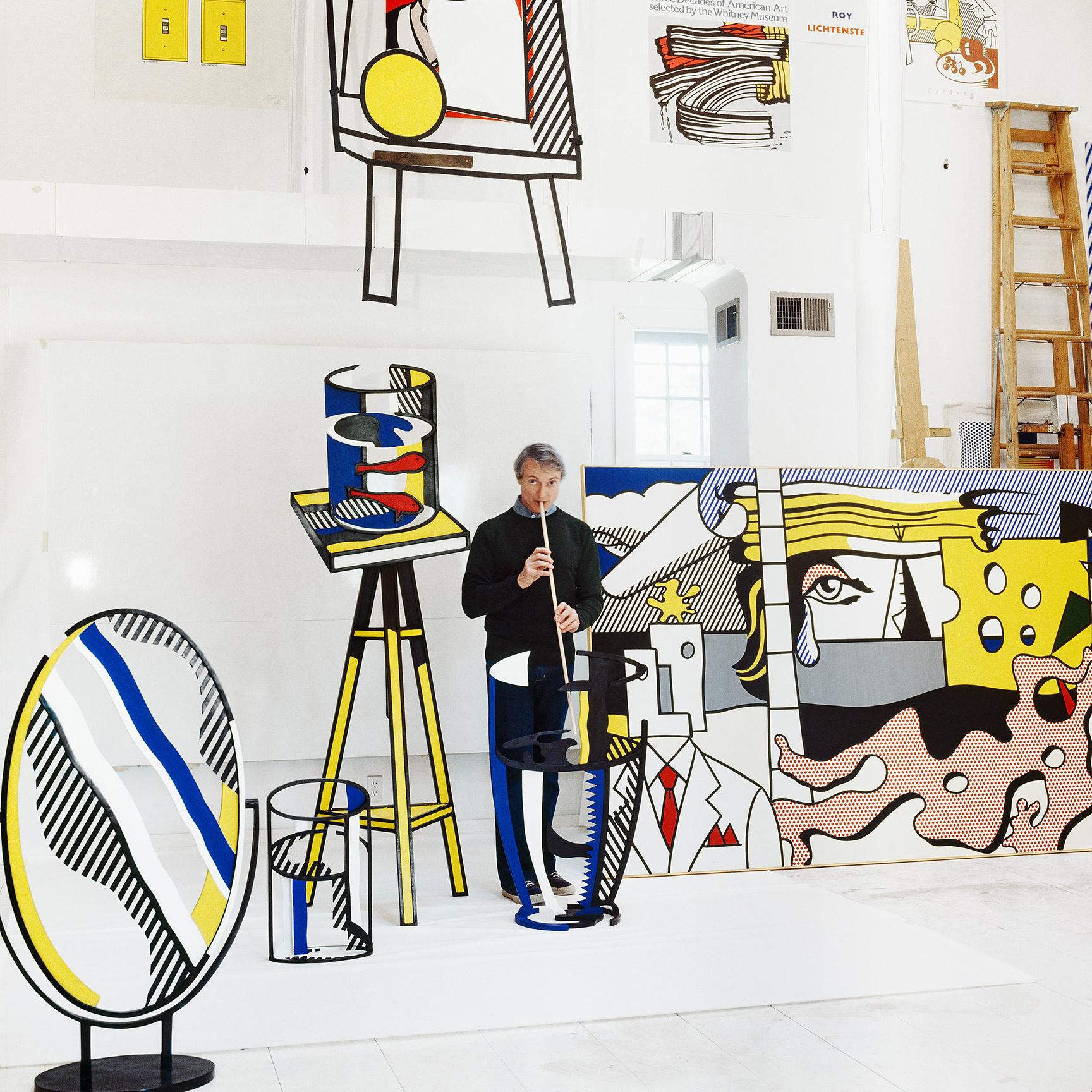 American Pop artist Roy Lichtenstein in his studio in Southampton 