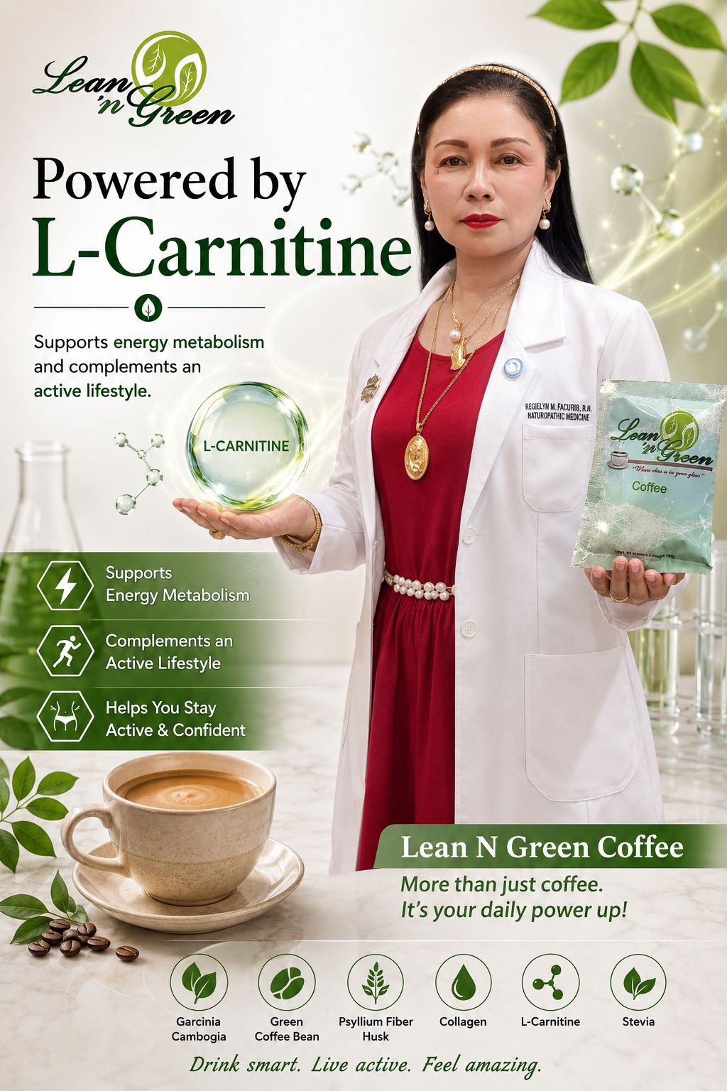 l carnitine slimming coffee Every active lifestyle needs support for energy metabolism. Lean N' Green contains L-CARNITINE 👉an ingredient that helps support the transport of fatty acids for energy production and complements an active Category_Default Category_Shop Categories_Weight Loss Quantity:Pack of One (1) Neurogan Health GHK-Cu Copper