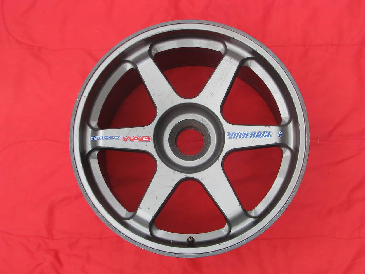 In stock: A single Volk Racing TE37 centrelock race wheel, made by