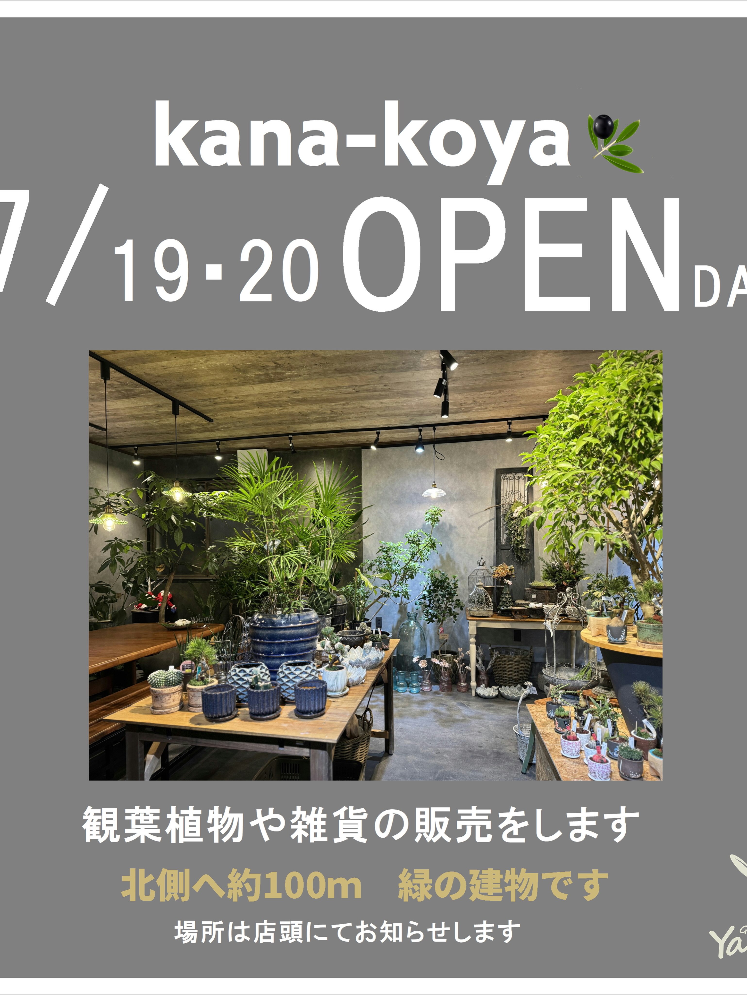 3連休は kana店長の秘密基地 kana-koyaをオープンします。 普段お見せ