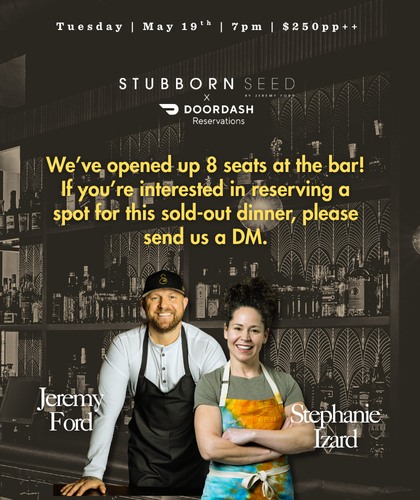 Stubborn Seed's Doordash dinner with chefs Jeremy Ford and