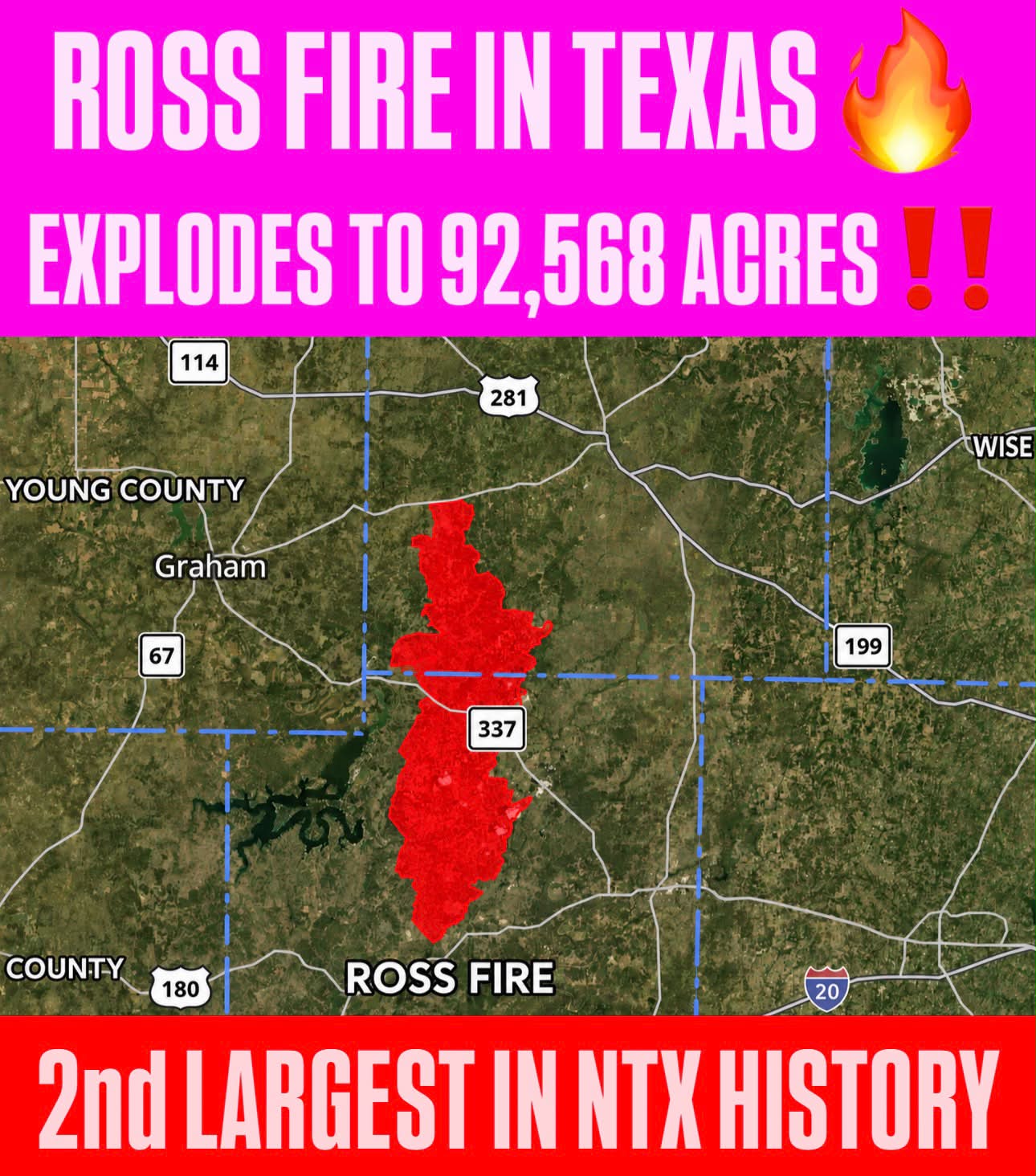 その他 UH BREAKING: the Ross Fire is now 92,568 acres per the latest fire