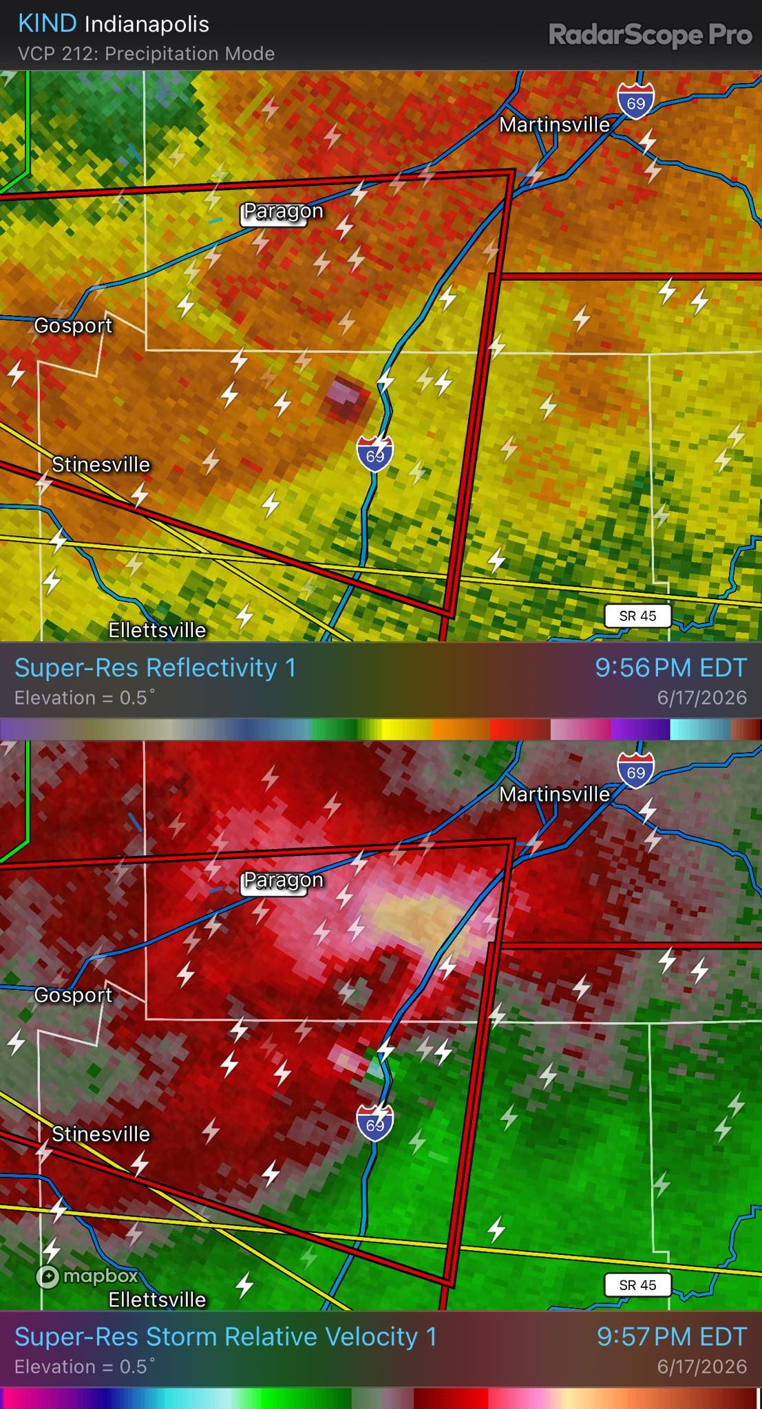 958pm EDT - Strong tornado crossing I-69 just south of