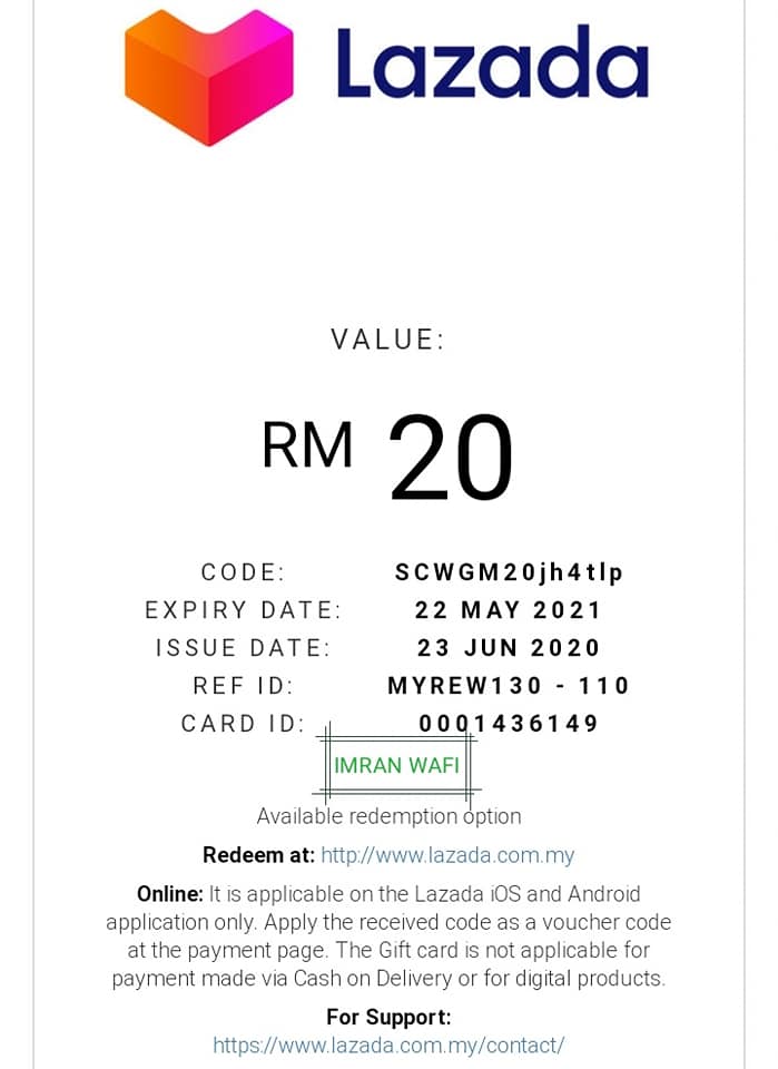 Share Je Syukur Dapat Voucher Lazada Rm20 Percuma Je Facebook